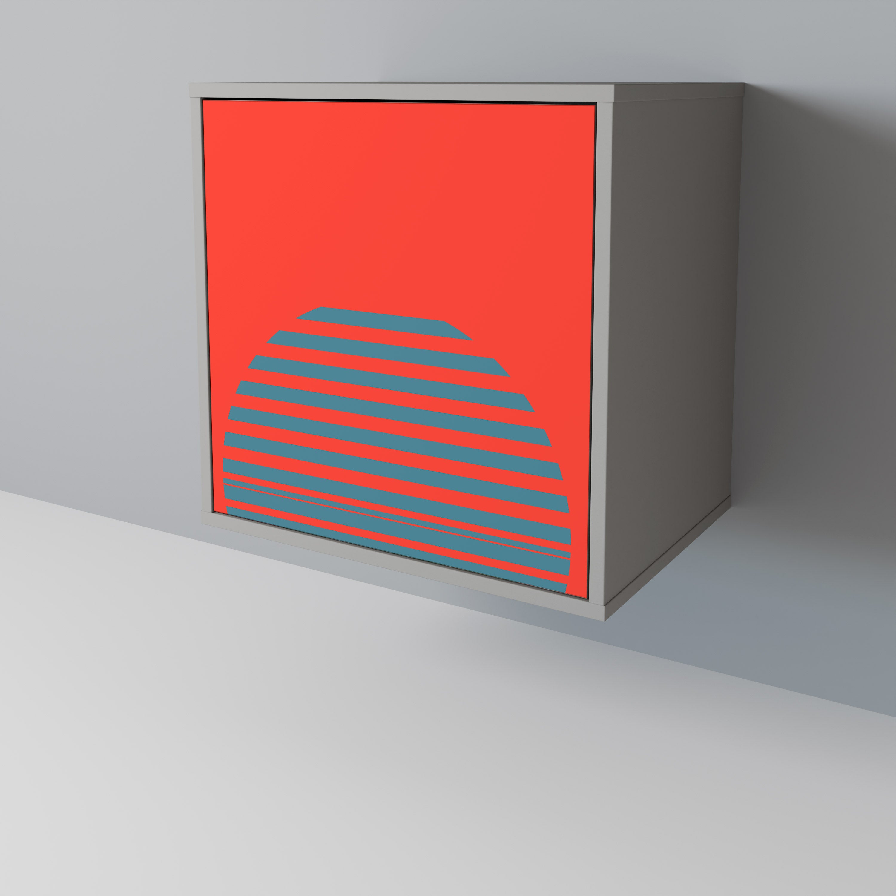 Aparador RISING GEOMETRY STARS de 1 puerta en acabado gris