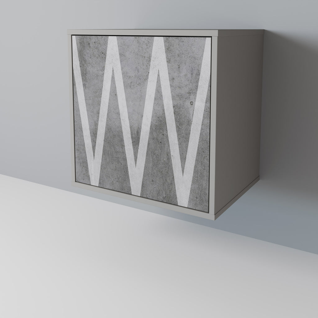 Aparador de una puerta SOLID ZIG ZAG en acabado gris