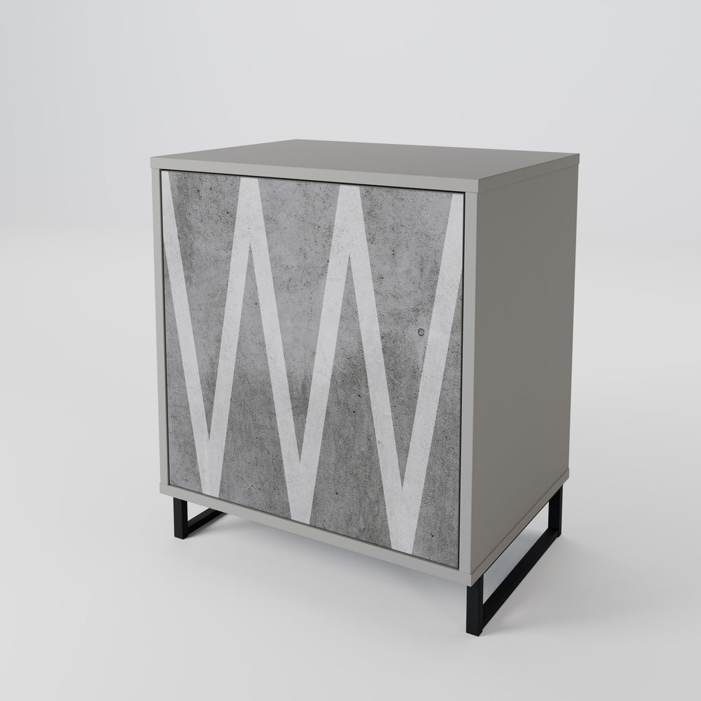 Aparador de una puerta SOLID ZIG ZAG en acabado gris