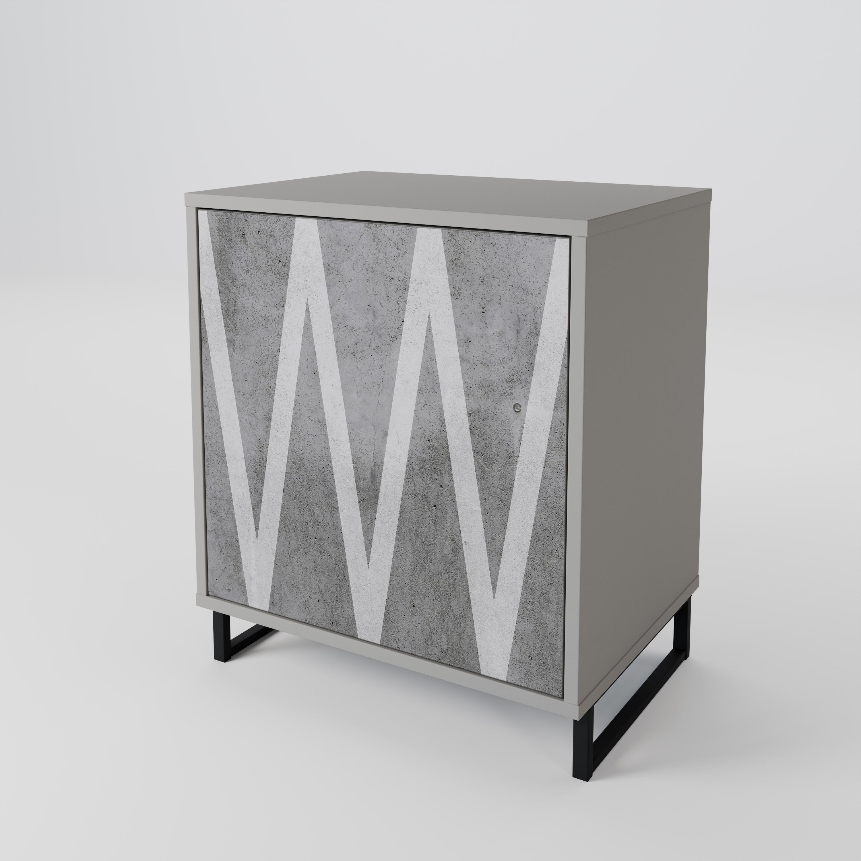 Aparador de una puerta SOLID ZIG ZAG en acabado gris