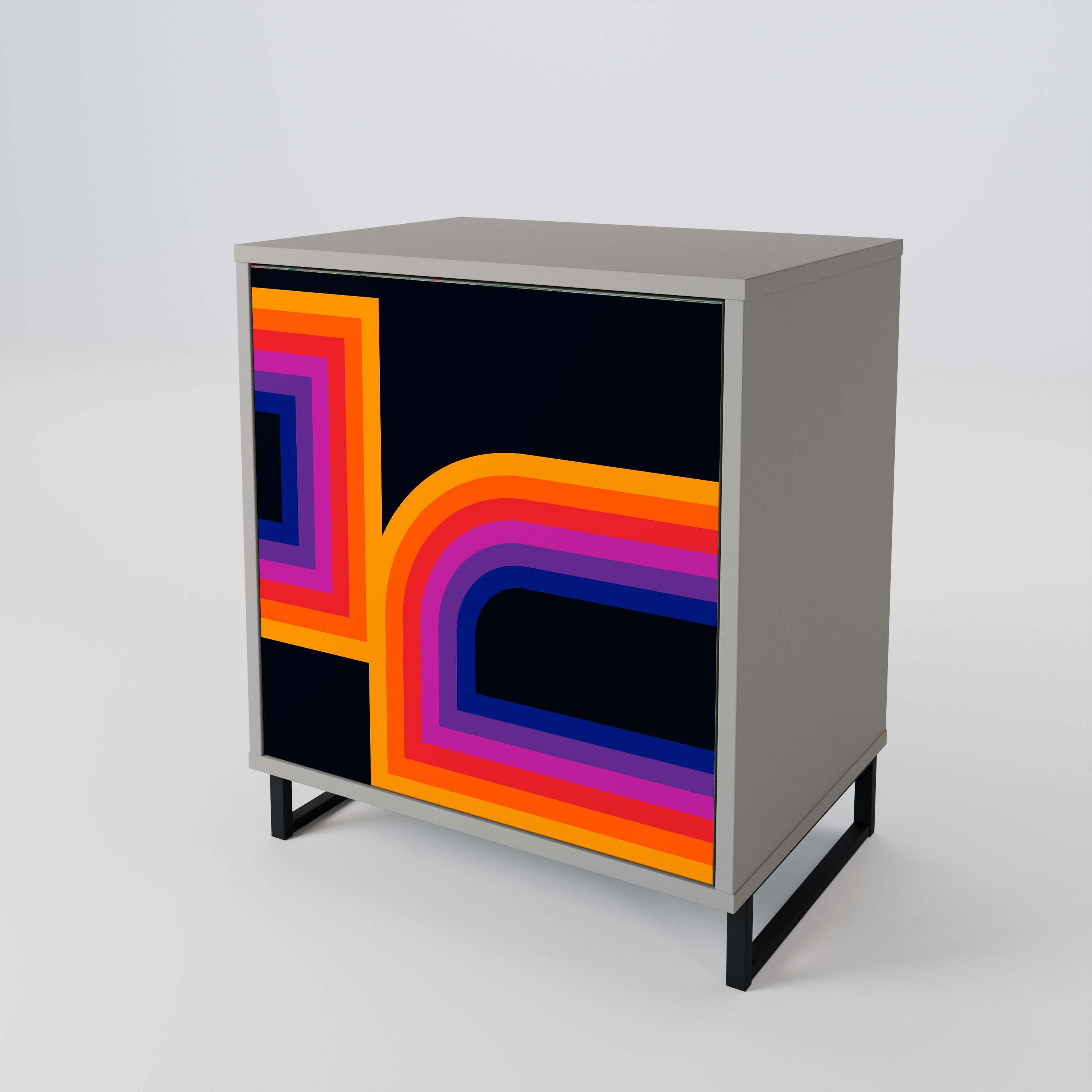 BLINDED BY THE LIGHTS 1-Door Sideboard in Grey Finish