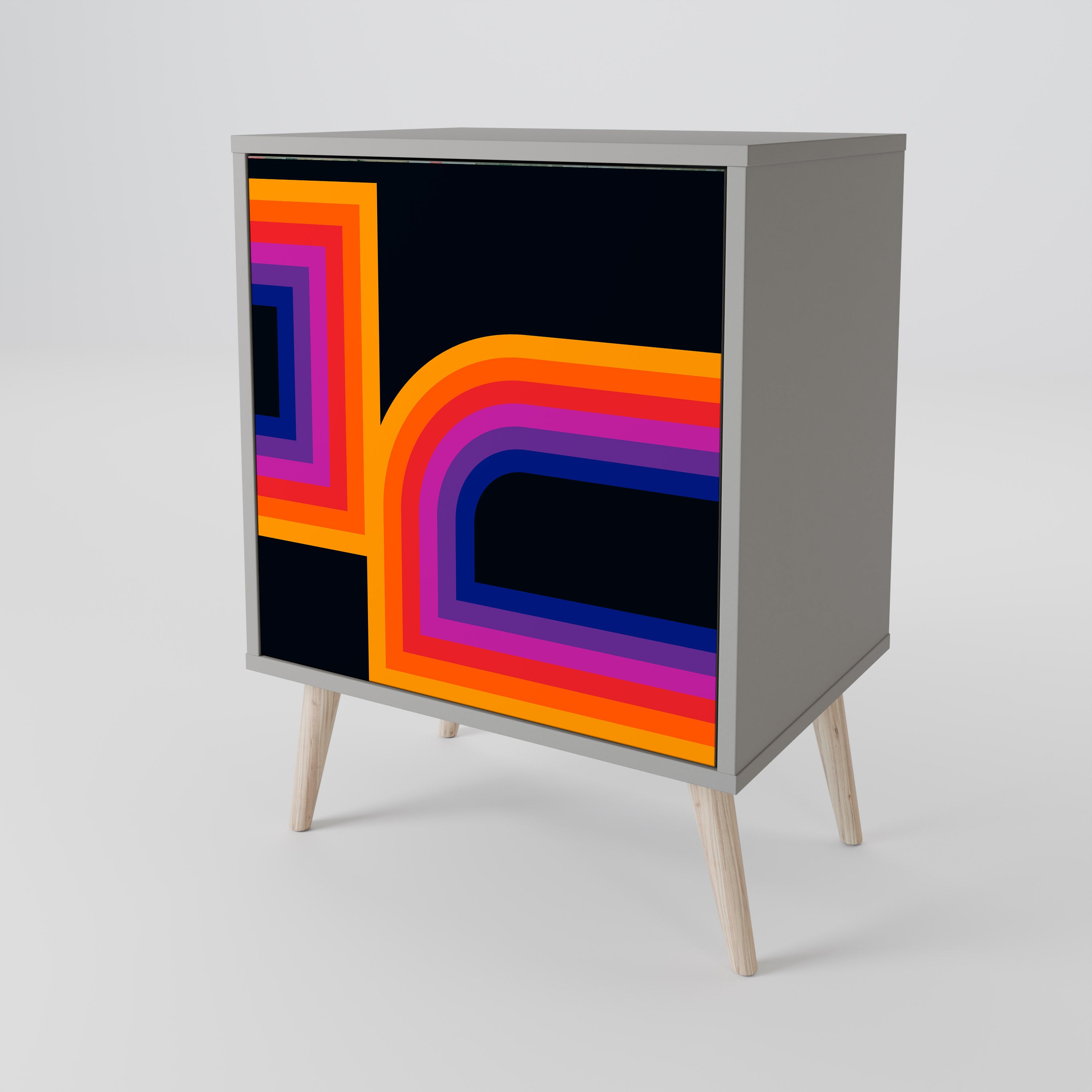 BLINDED BY THE LIGHTS 1-Door Sideboard in Grey Finish