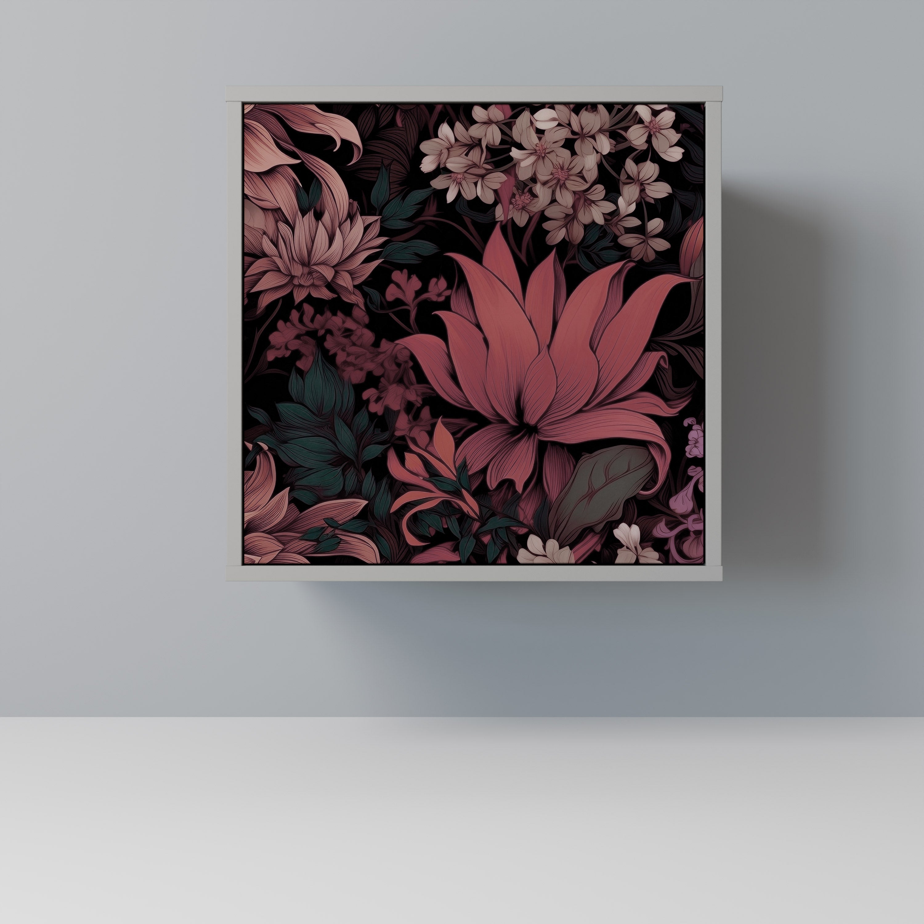 Aparador FLORAL WHISPER de 1 puerta en acabado gris