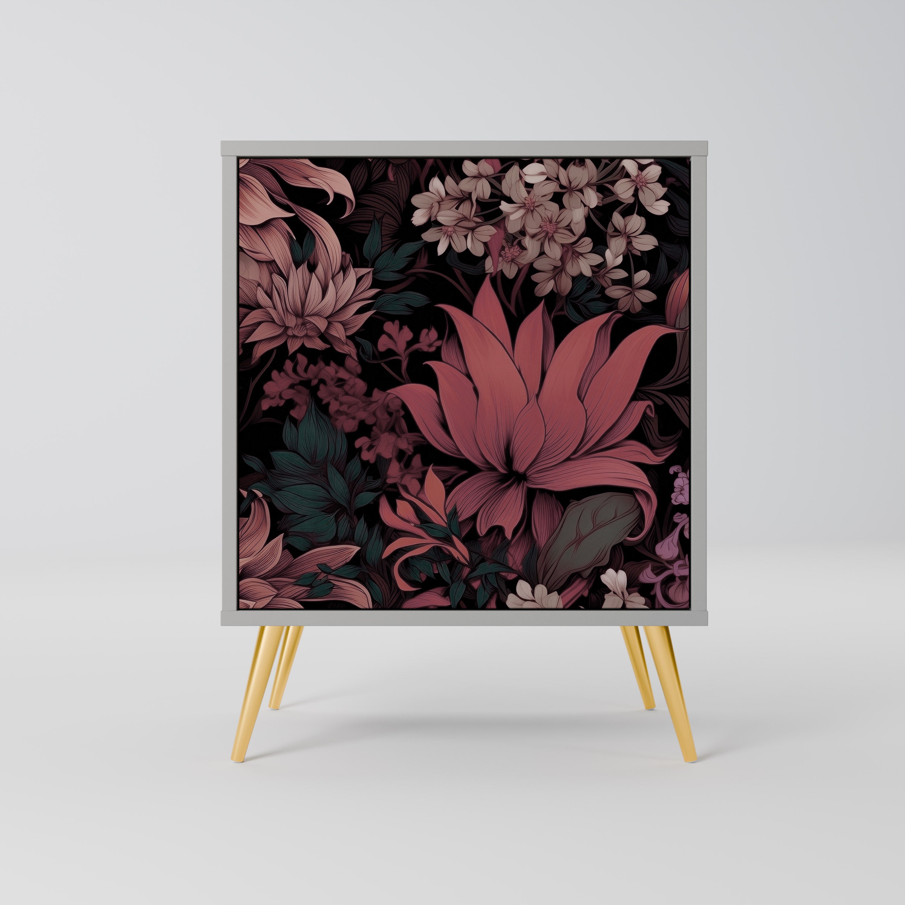 Aparador FLORAL WHISPER de 1 puerta en acabado gris