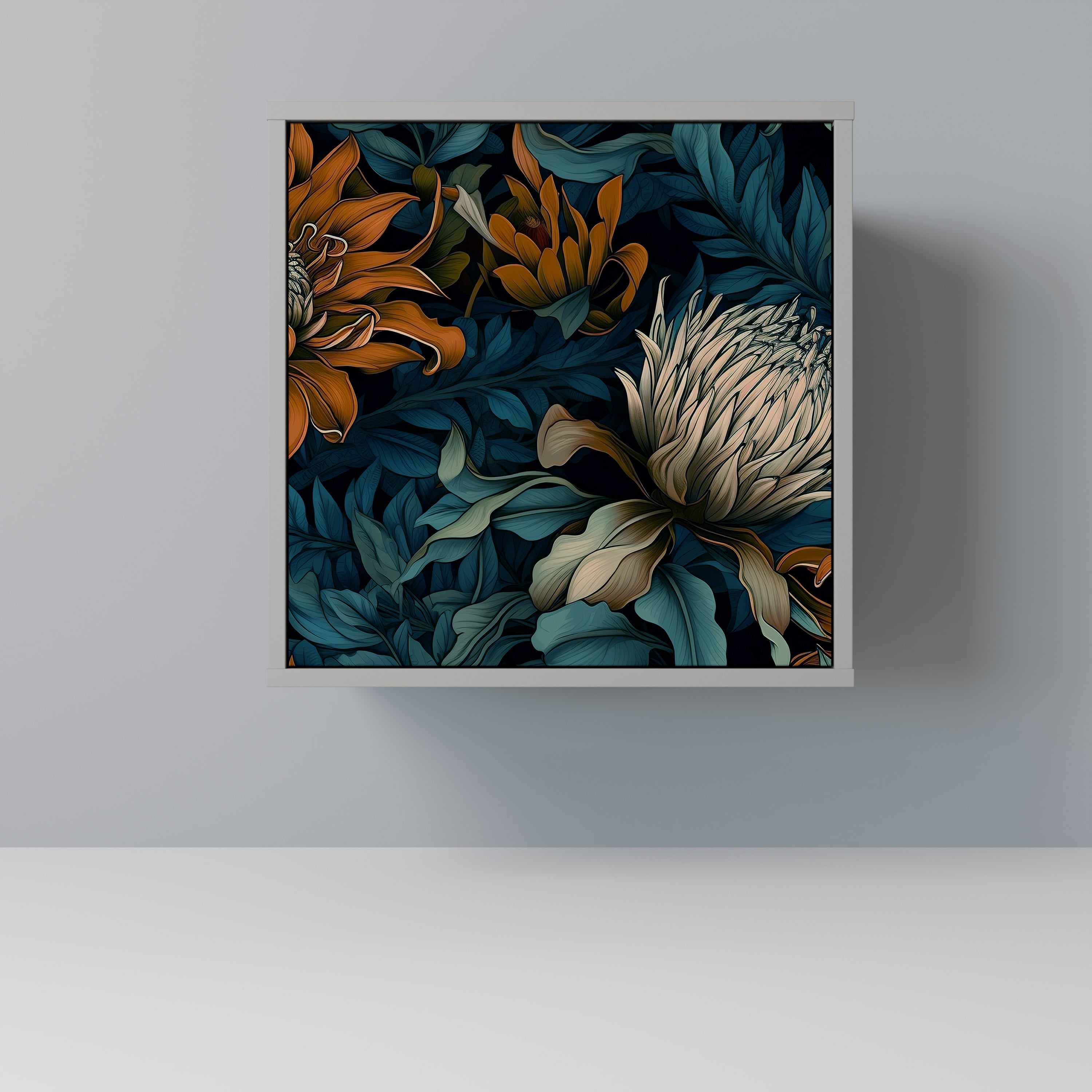 Aparador MORNING BLOOM de 1 puerta en acabado gris