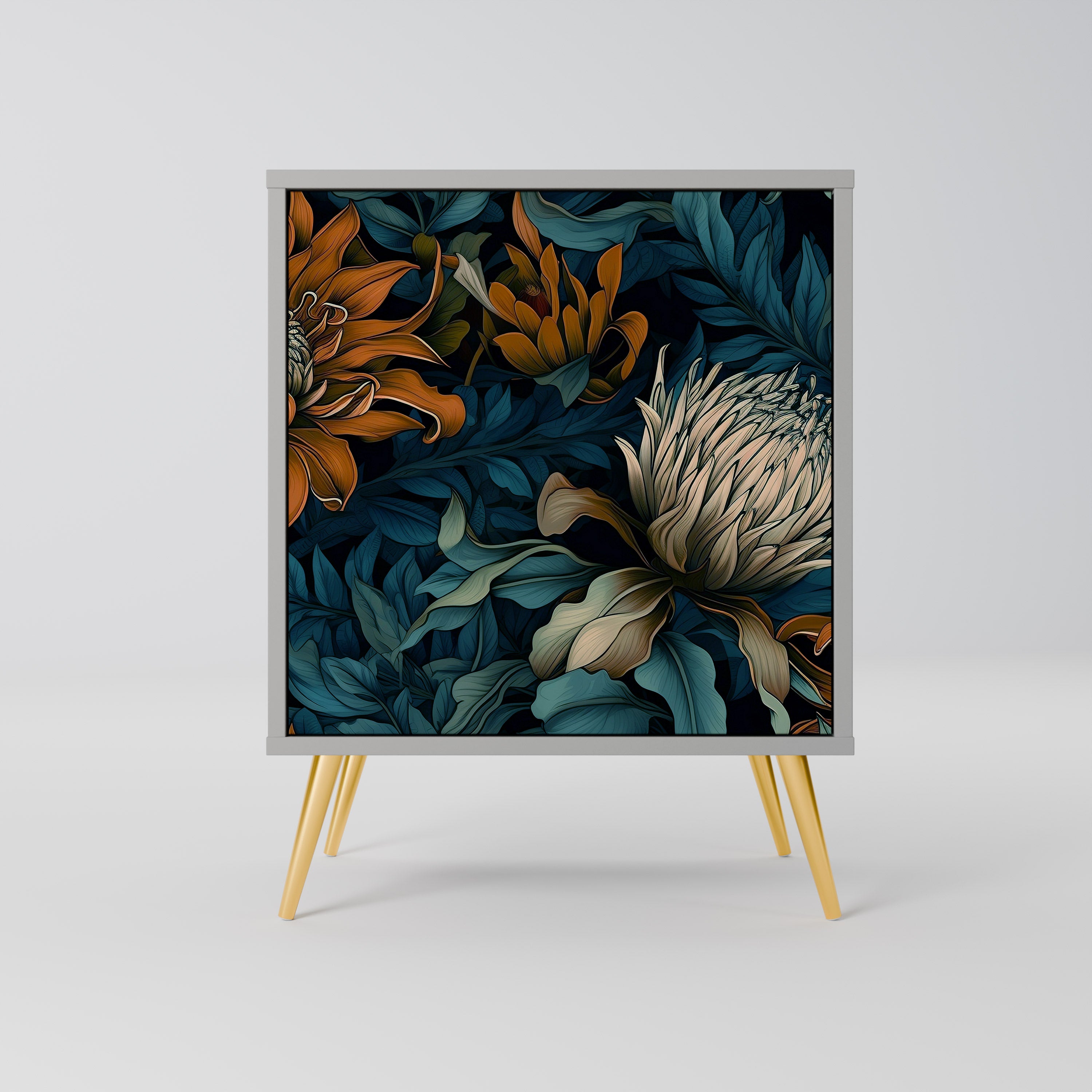 Aparador MORNING BLOOM de 1 puerta en acabado gris