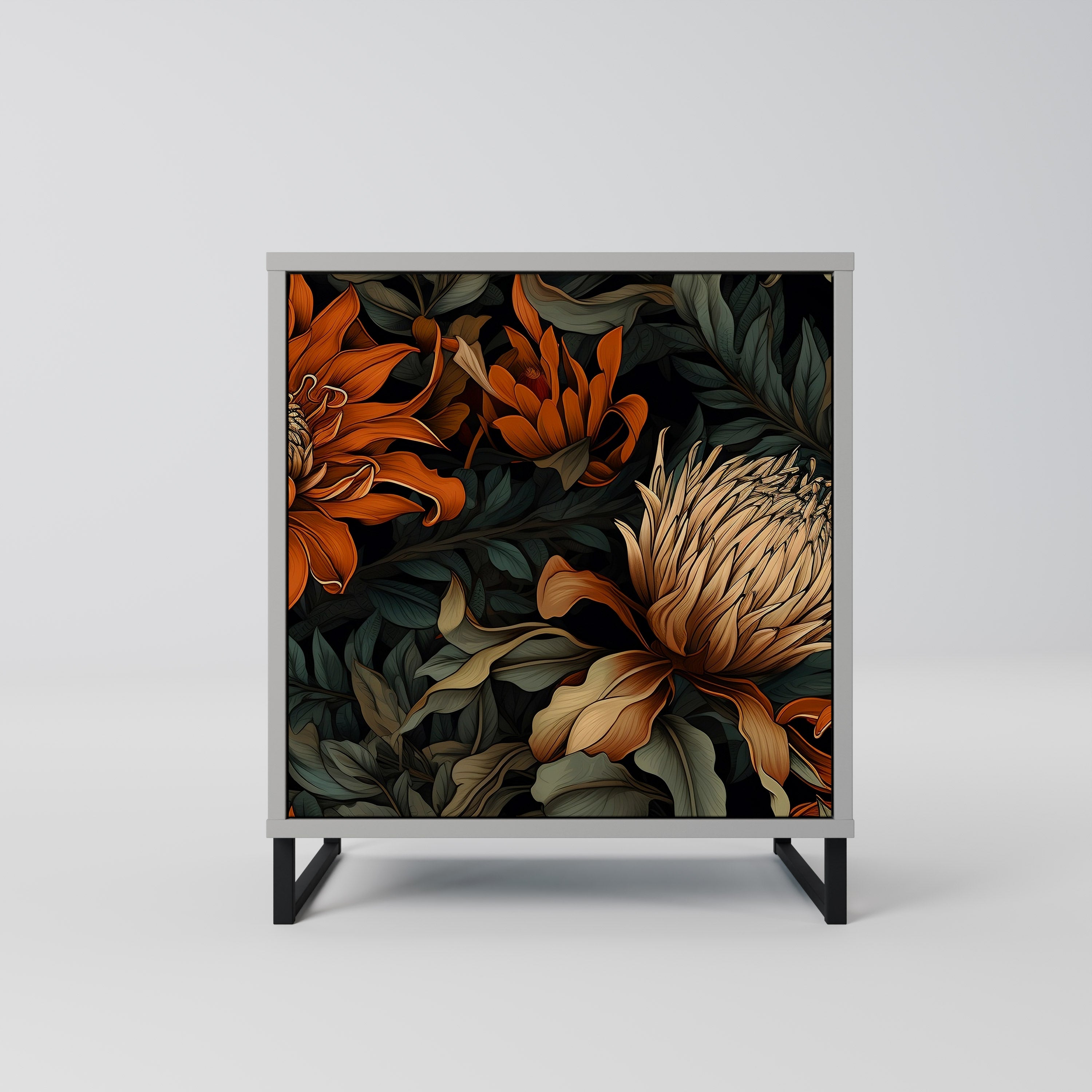 Aparador DAWN BLOOM de 1 puerta en acabado gris