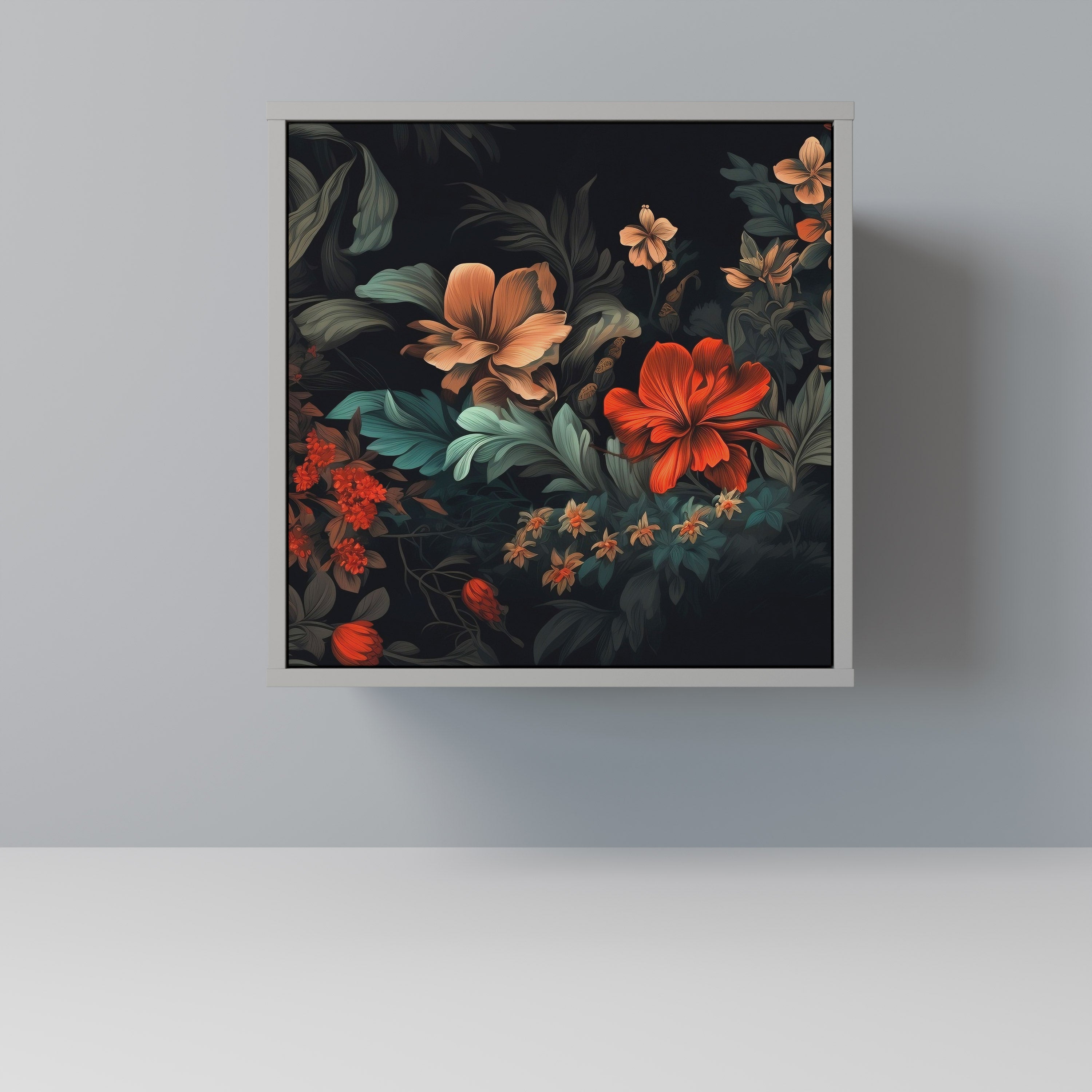 Aparador IMAGINARY BLOSSOM de 1 puerta en acabado gris