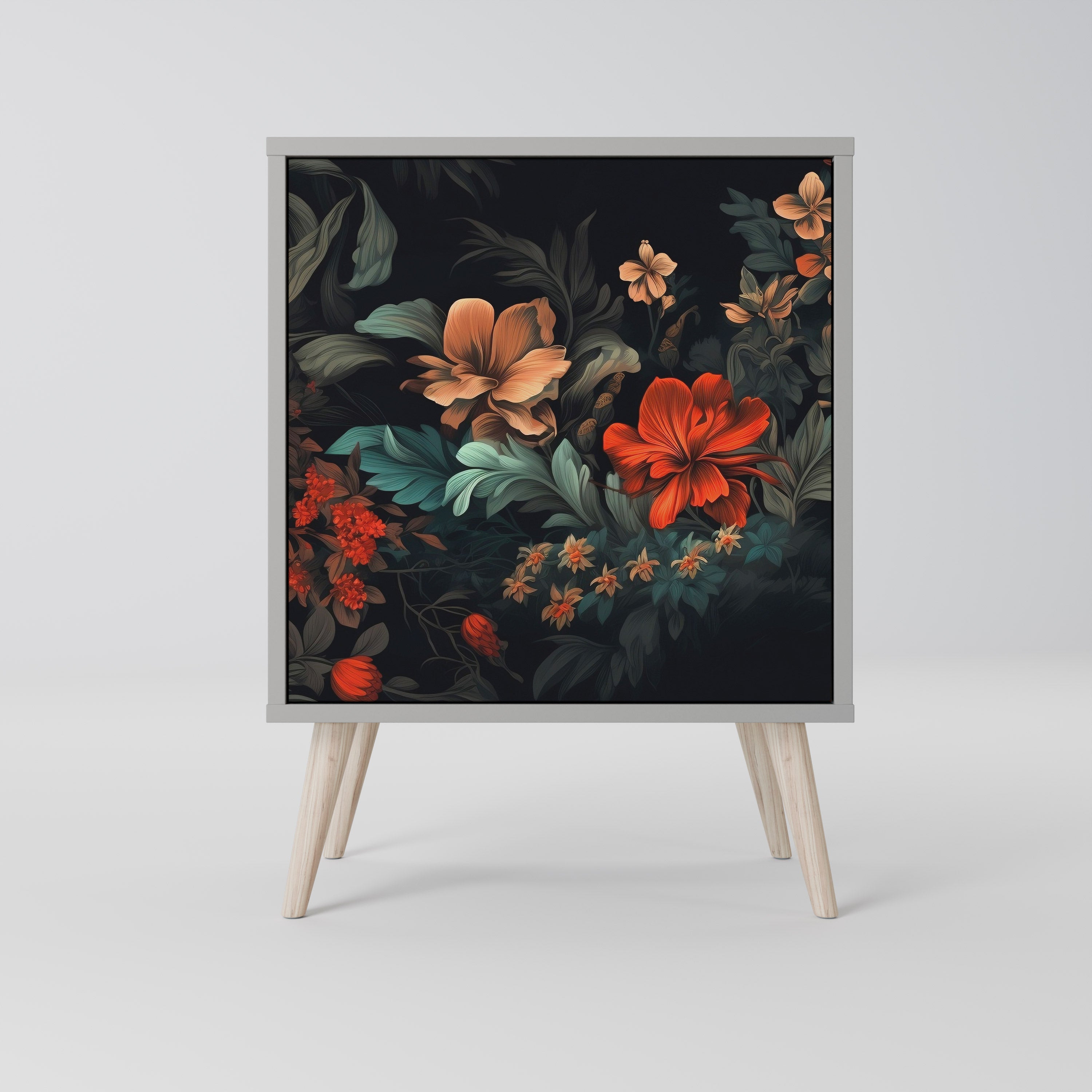 Aparador IMAGINARY BLOSSOM de 1 puerta en acabado gris