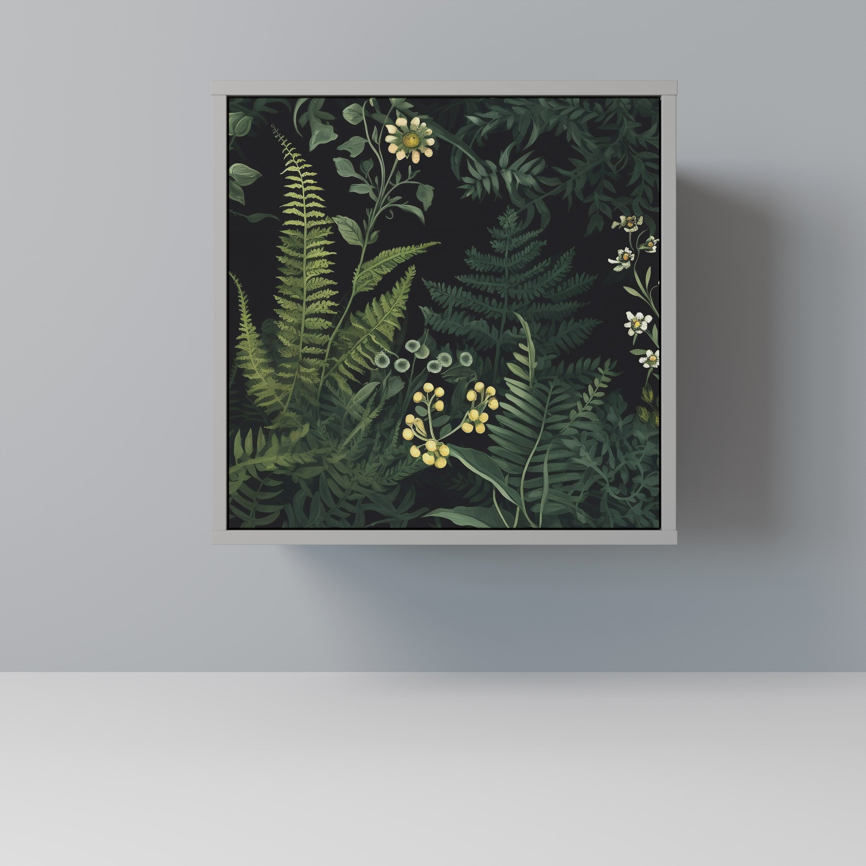 Aparador FERN FLOWERS de 1 puerta en acabado gris