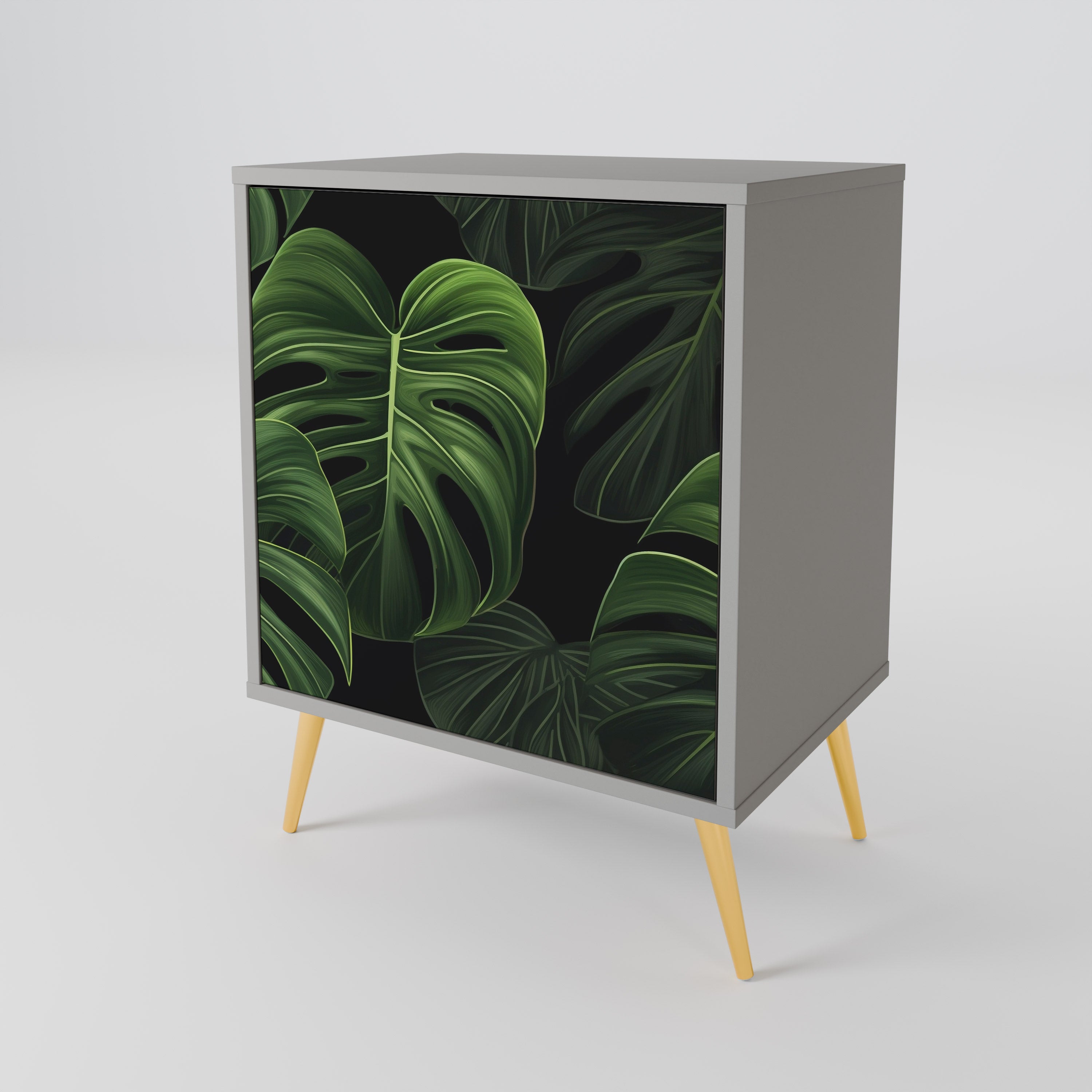 Aparador INFINITE MONSTERA de 1 puerta en acabado gris
