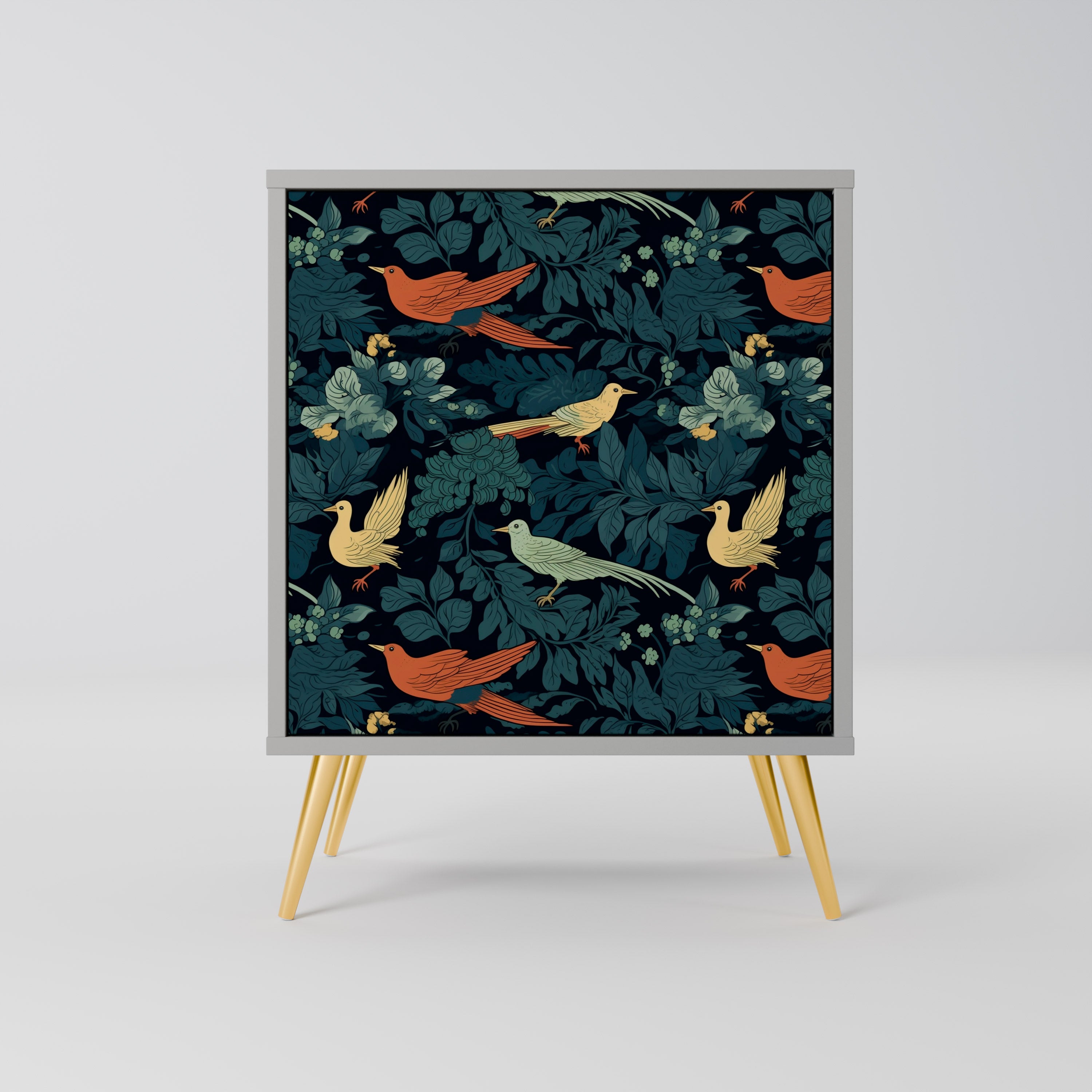 Aparador FOWL ORNAMENT de 1 puerta en acabado gris