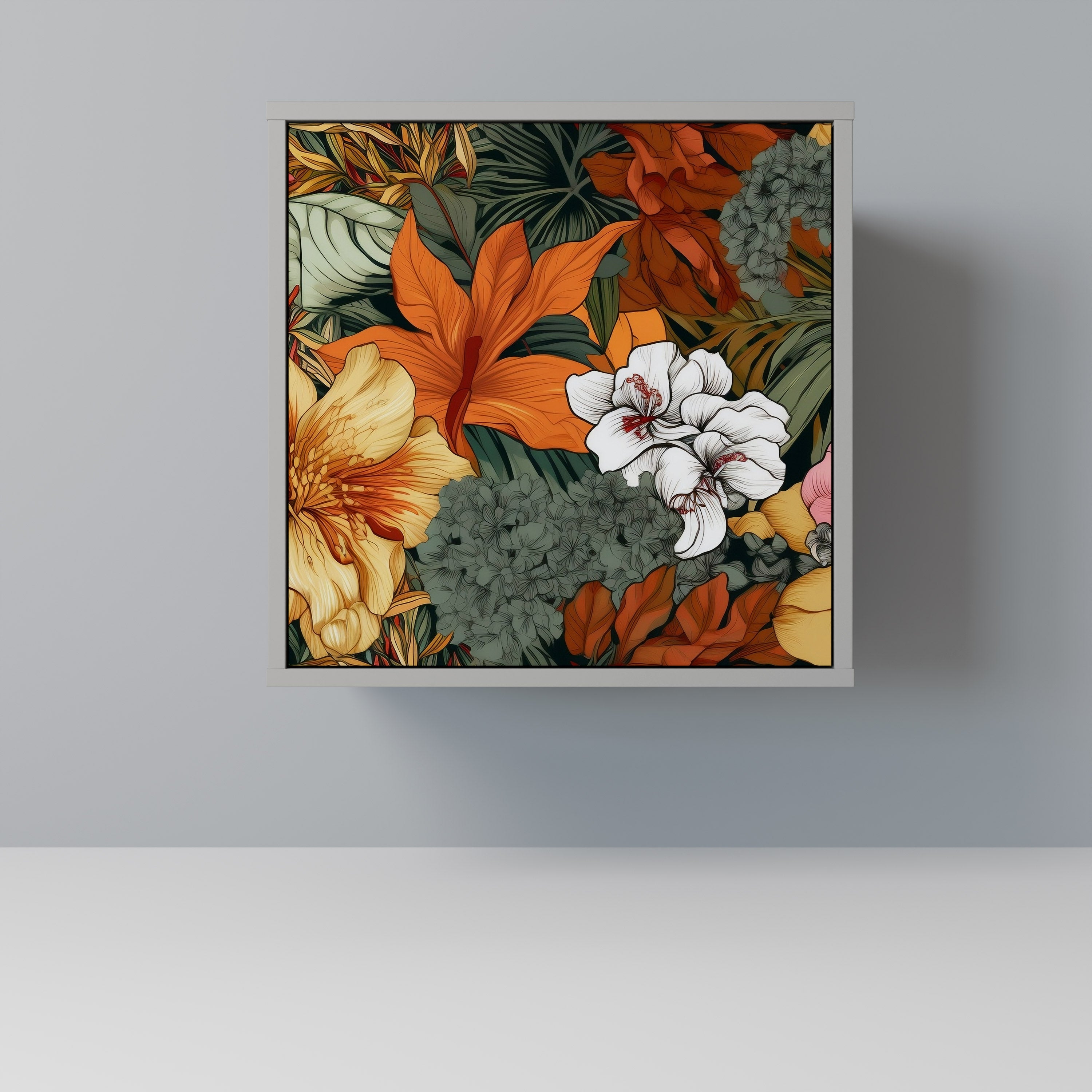 Aparador RADIANT FLORA de 1 puerta en acabado gris