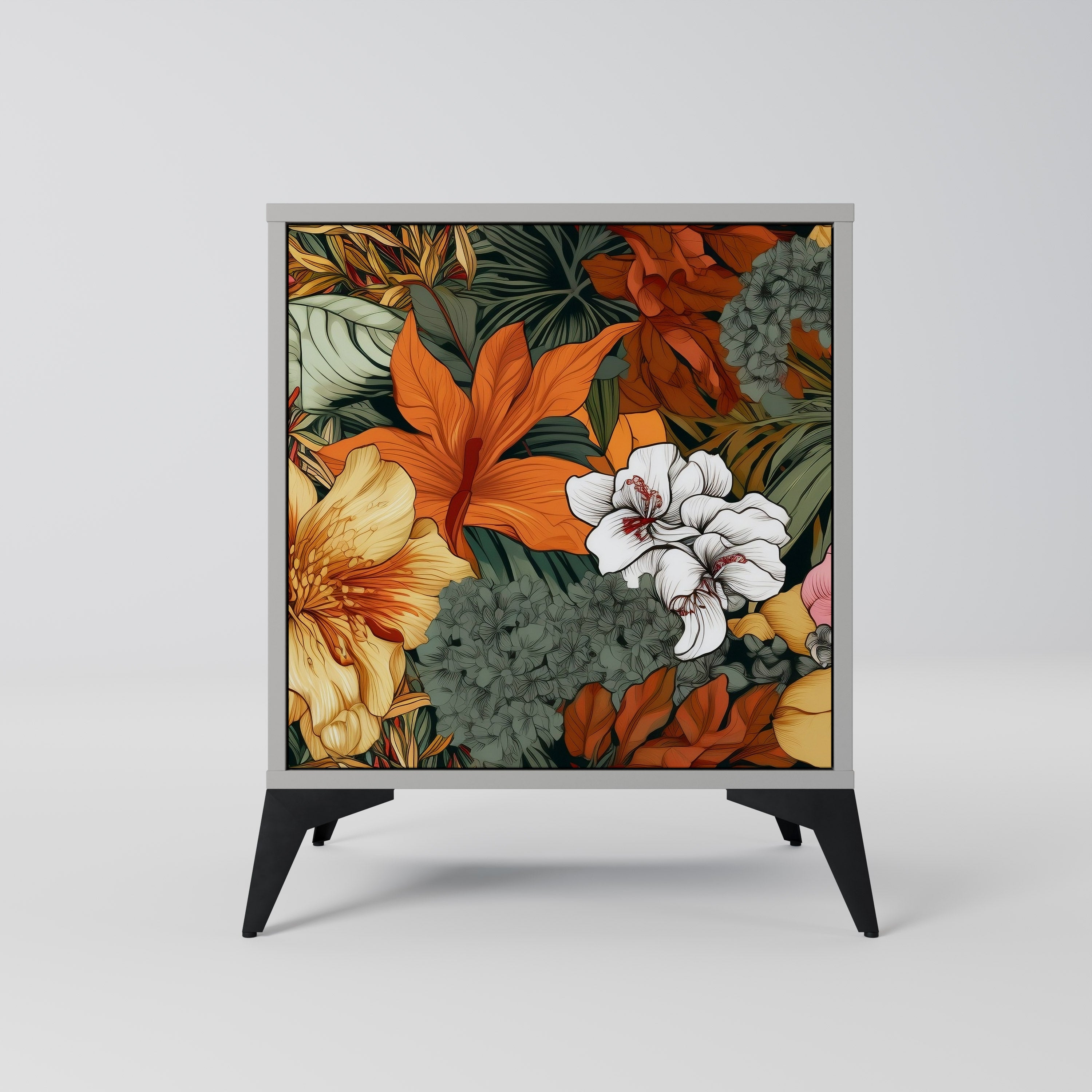 Aparador RADIANT FLORA de 1 puerta en acabado gris