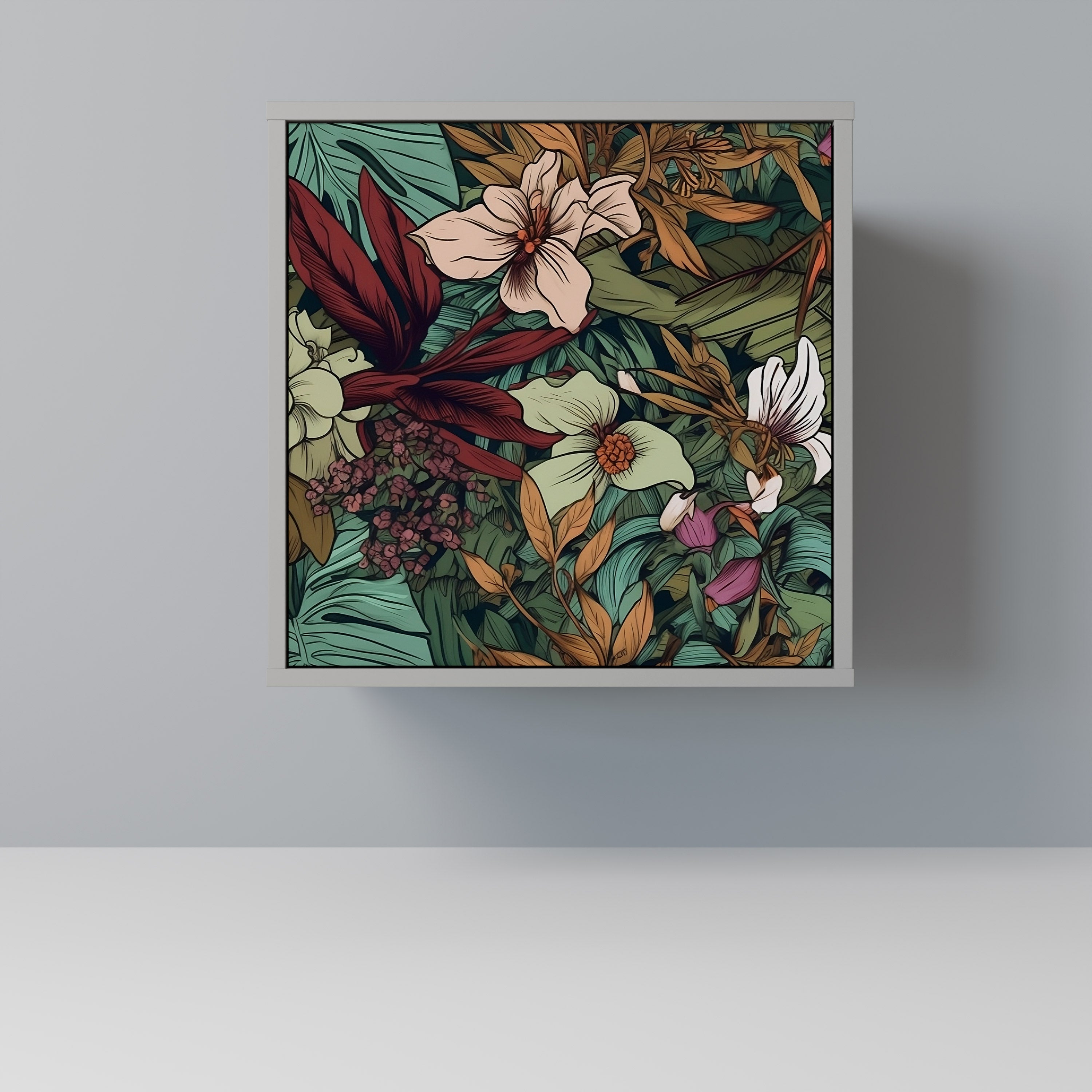 Aparador de 1 puerta BOTANICAL EMPERGENCE en acabado gris