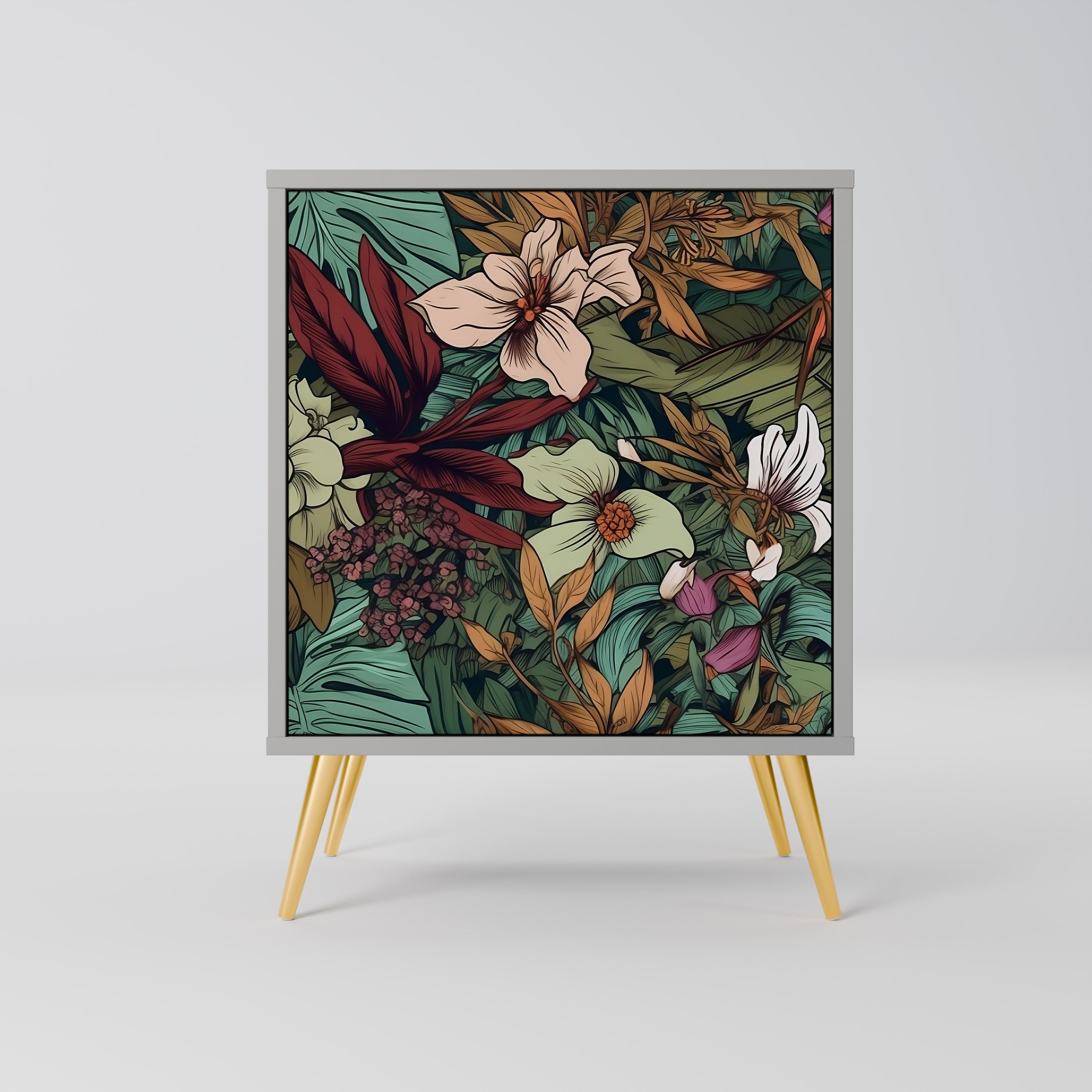 Aparador de 1 puerta BOTANICAL EMPERGENCE en acabado gris