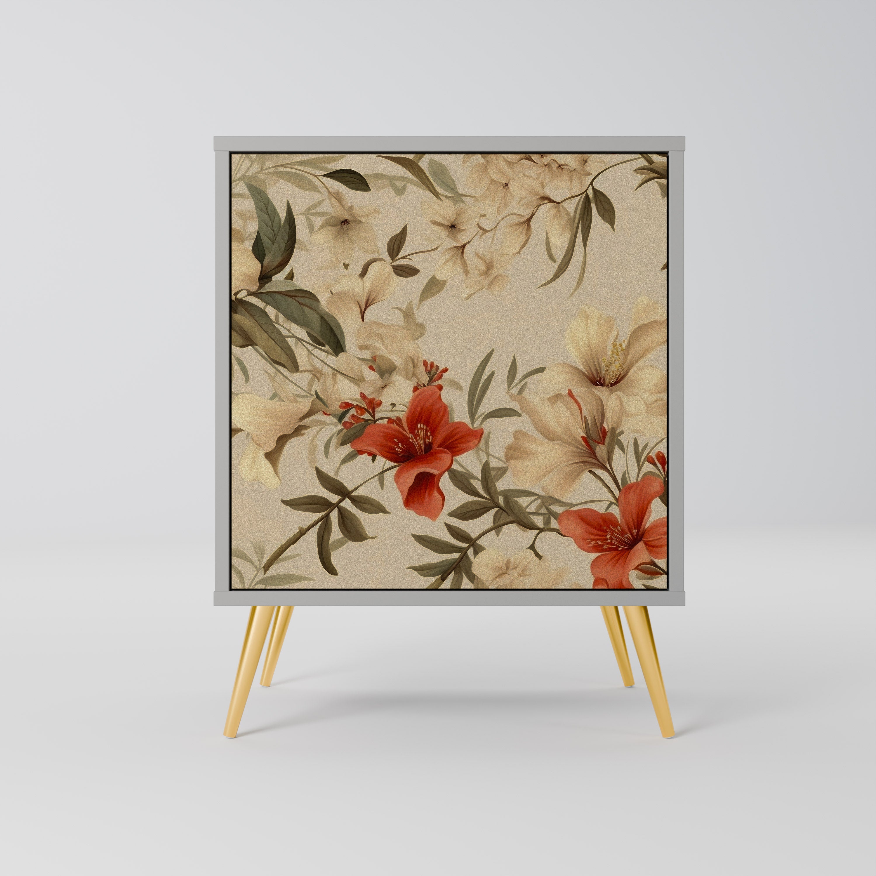 BLOOMING HARMONY 1-Door Sideboard in Grey Finish