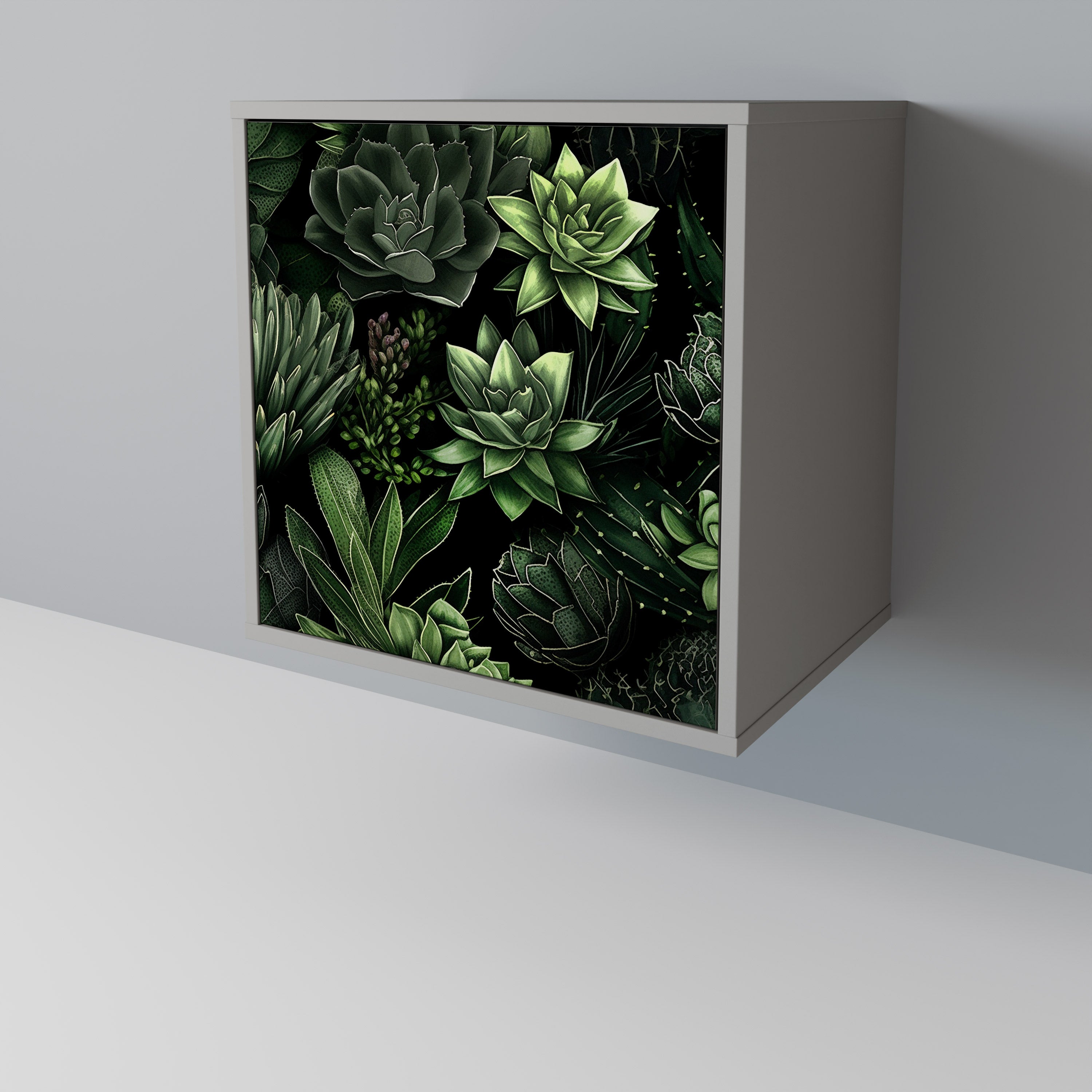 Aparador de una puerta SUCCULENT JUNGLE en acabado gris