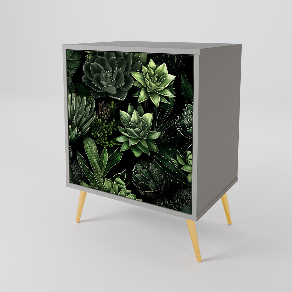 Aparador de una puerta SUCCULENT JUNGLE en acabado gris