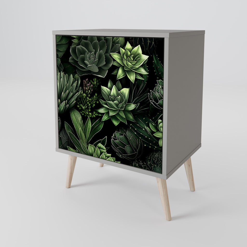 Aparador de una puerta SUCCULENT JUNGLE en acabado gris
