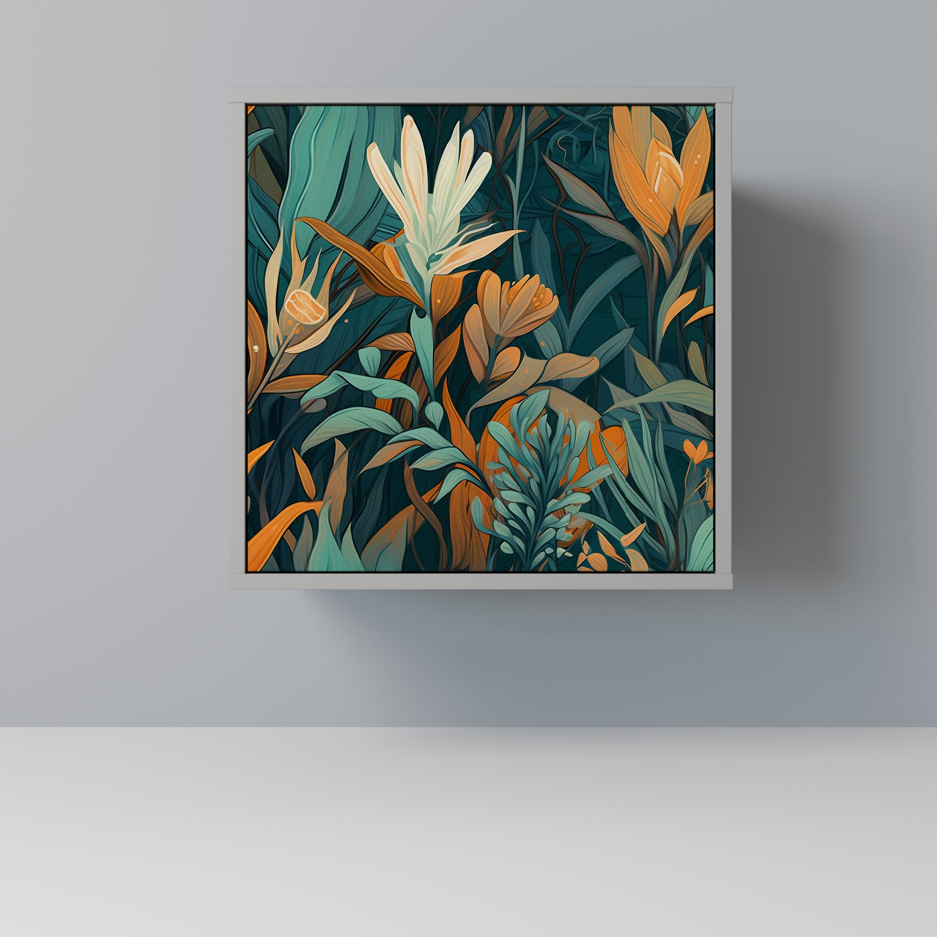 Aparador FLORAL SERENITY de 1 puerta en acabado gris