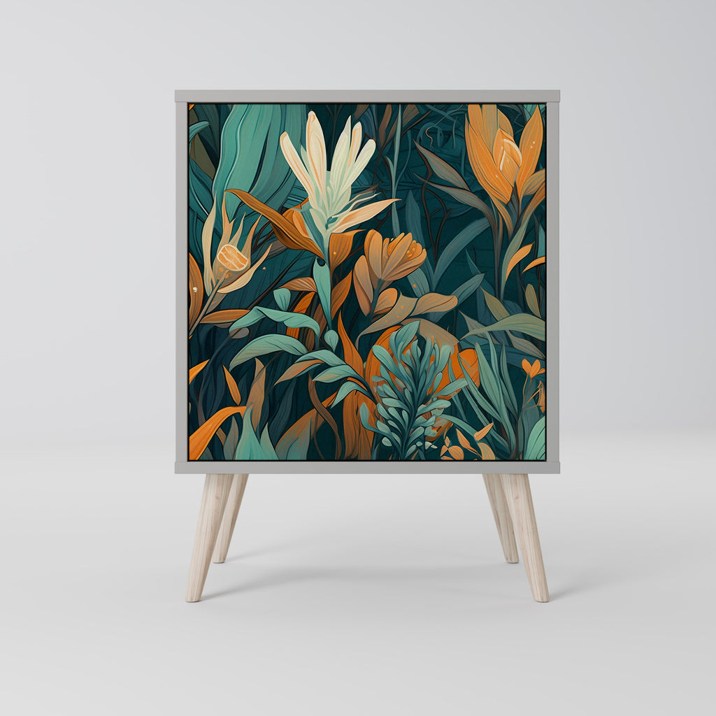 Aparador FLORAL SERENITY de 1 puerta en acabado gris