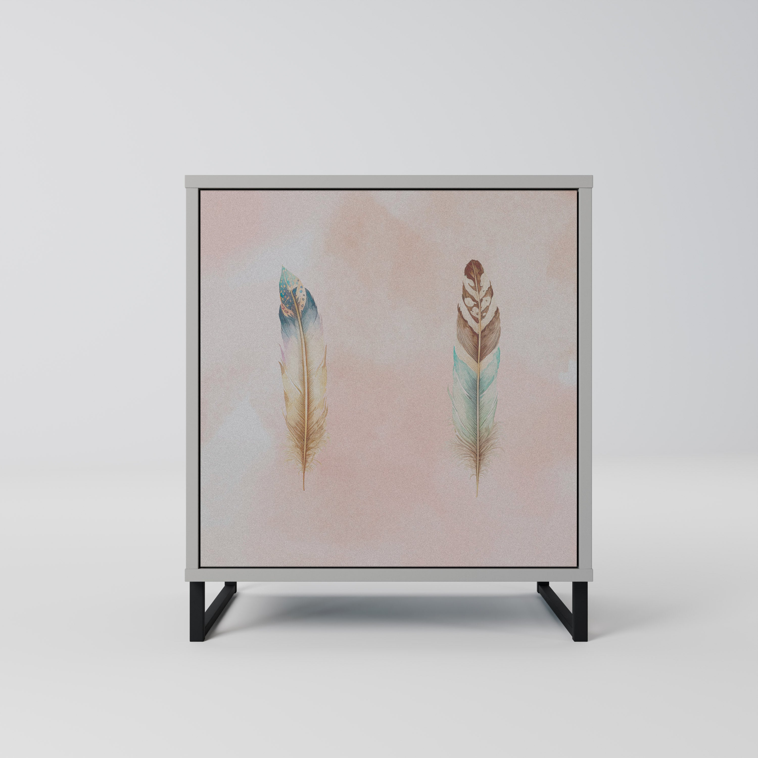 Aparador DELIQUESCE de 1 puerta en acabado gris