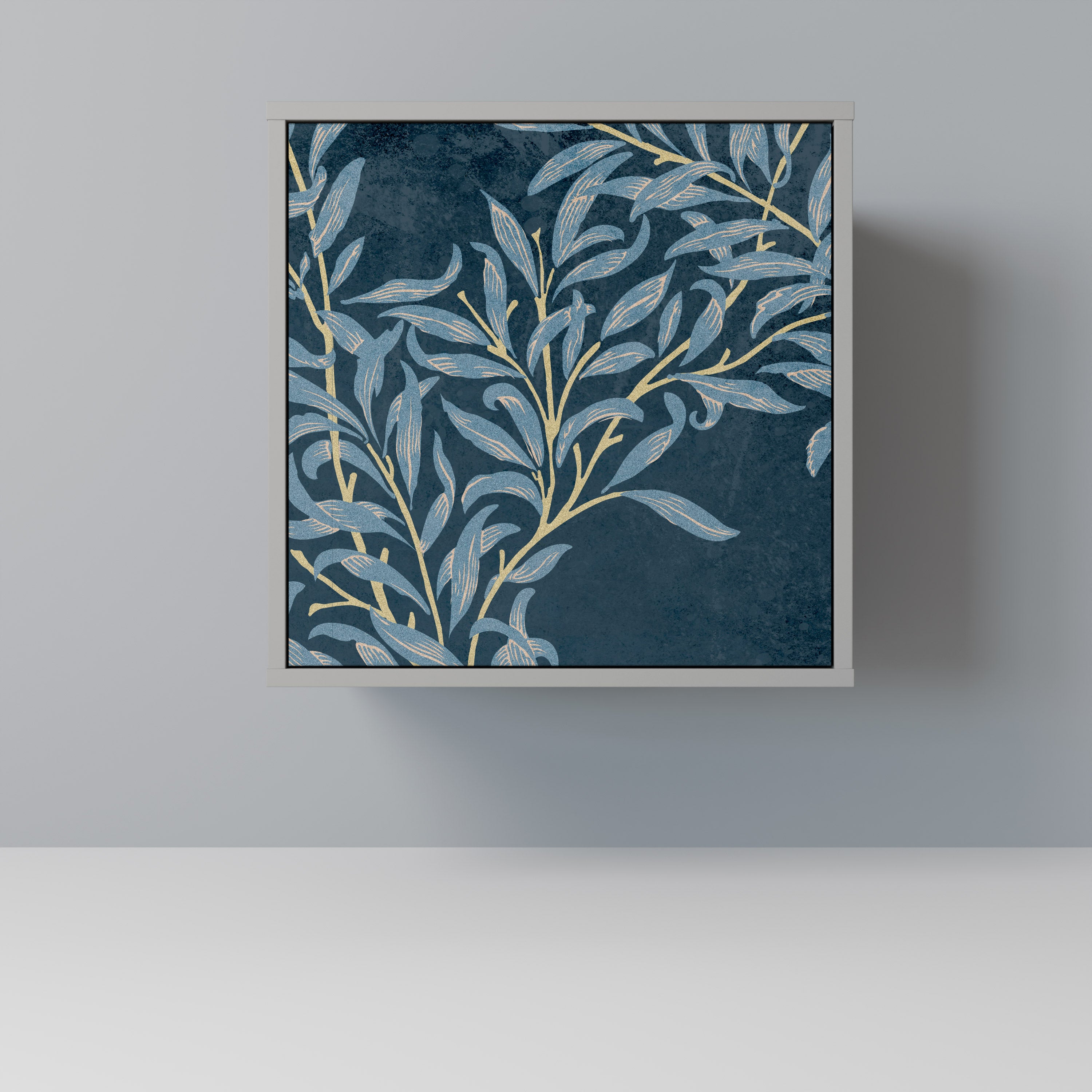 BLUE LEAVES 1-Door Sideboard in Grey Finish