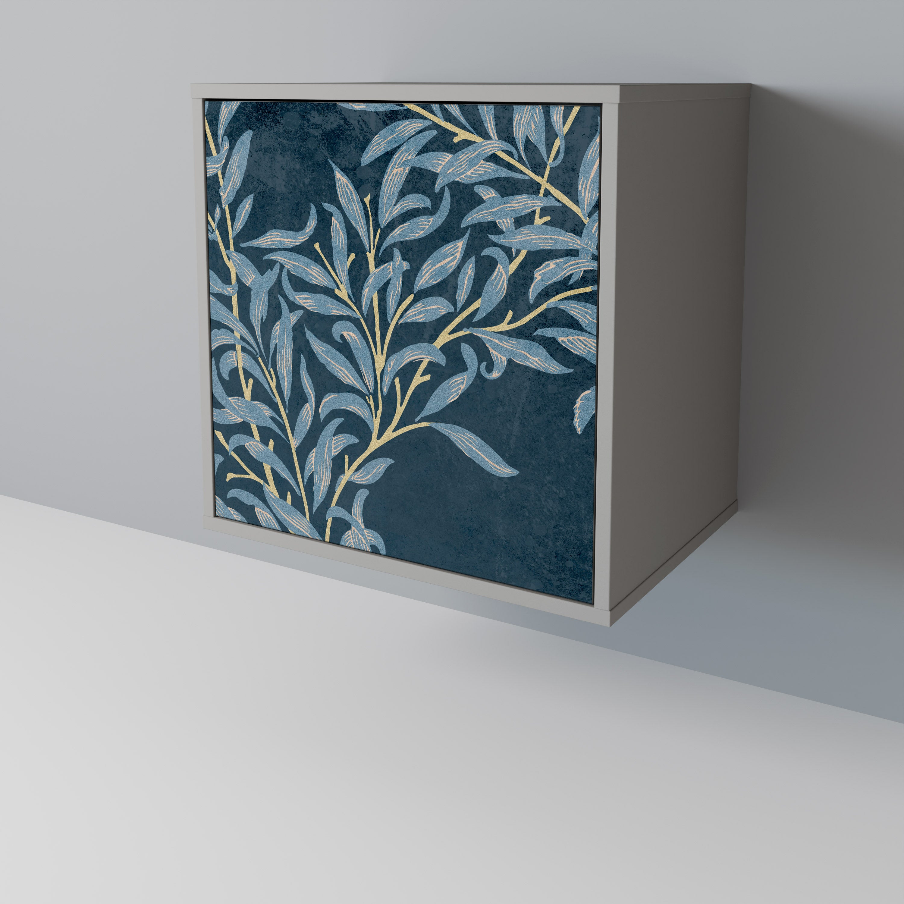 BLUE LEAVES 1-Door Sideboard in Grey Finish