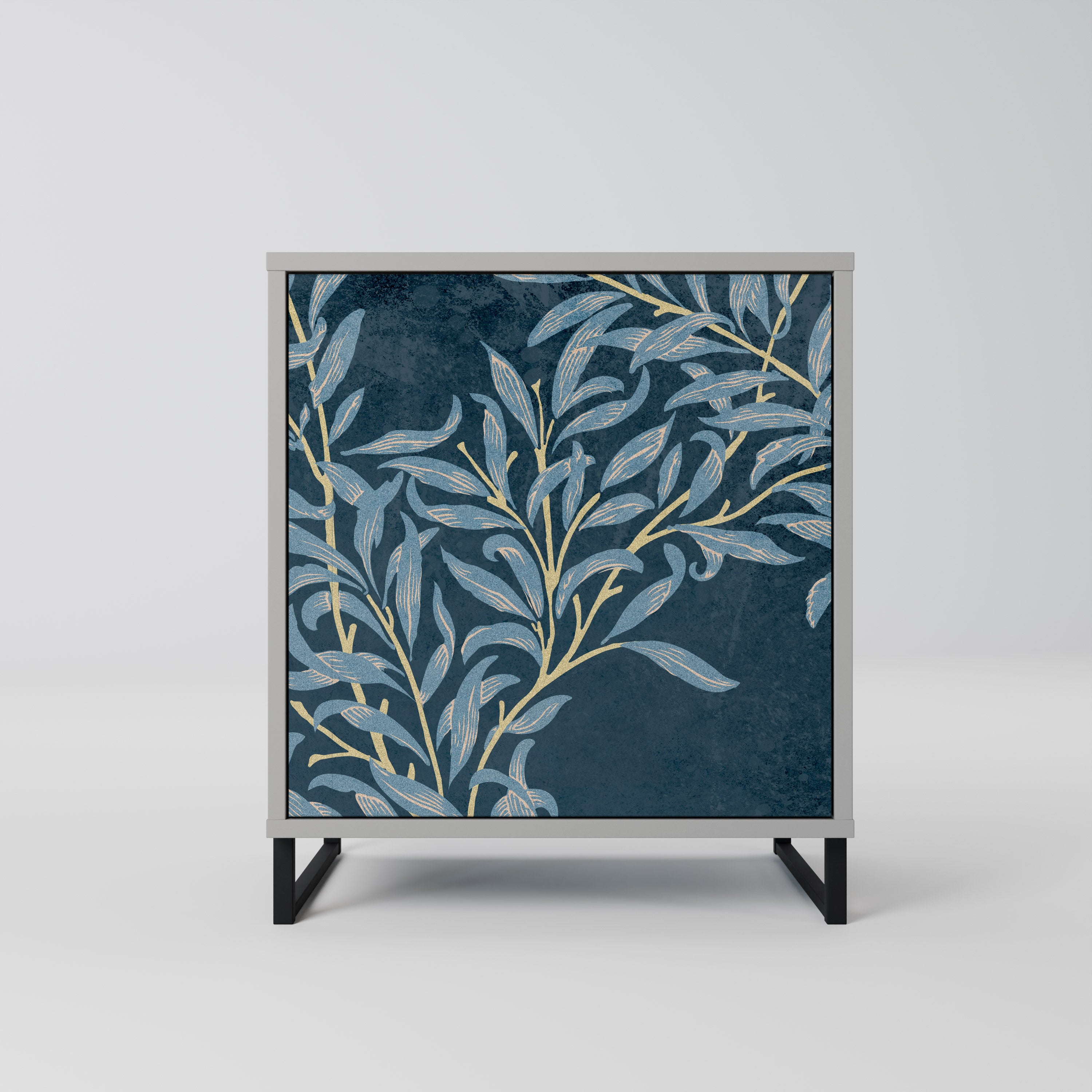 BLUE LEAVES 1-Door Sideboard in Grey Finish