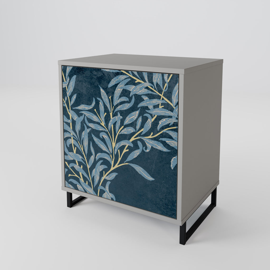 BLUE LEAVES 1-Door Sideboard in Grey Finish