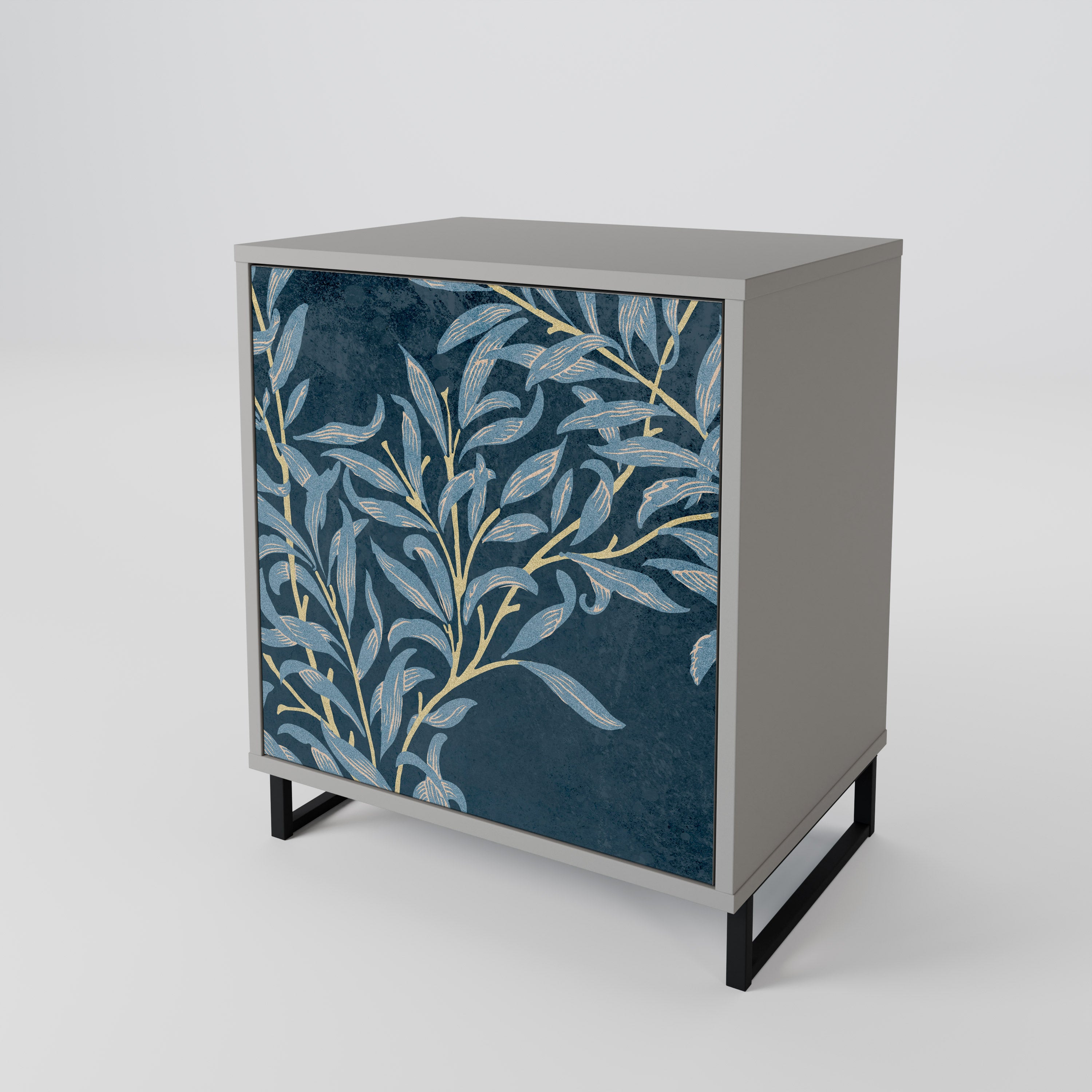 BLUE LEAVES 1-Door Sideboard in Grey Finish
