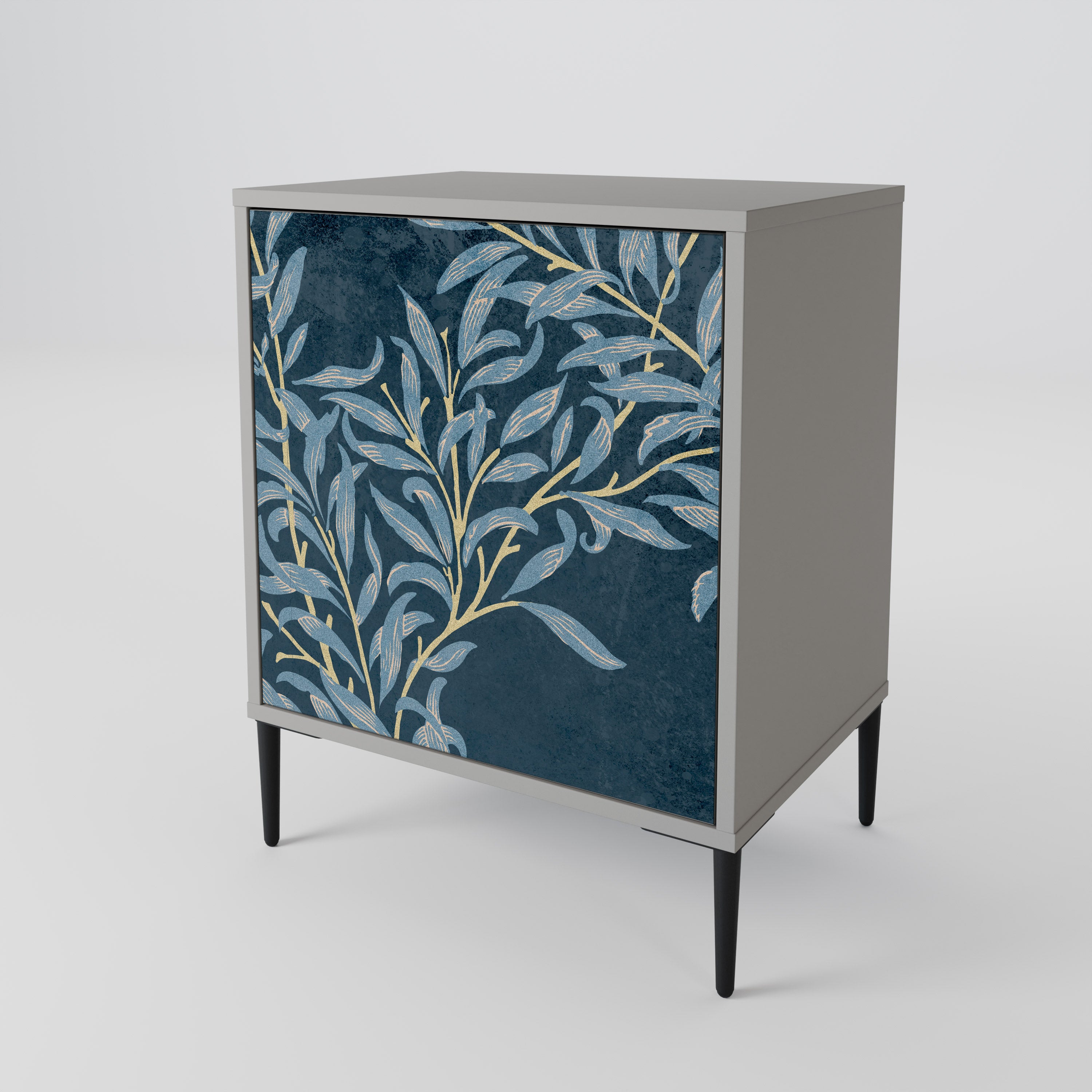 BLUE LEAVES 1-Door Sideboard in Grey Finish