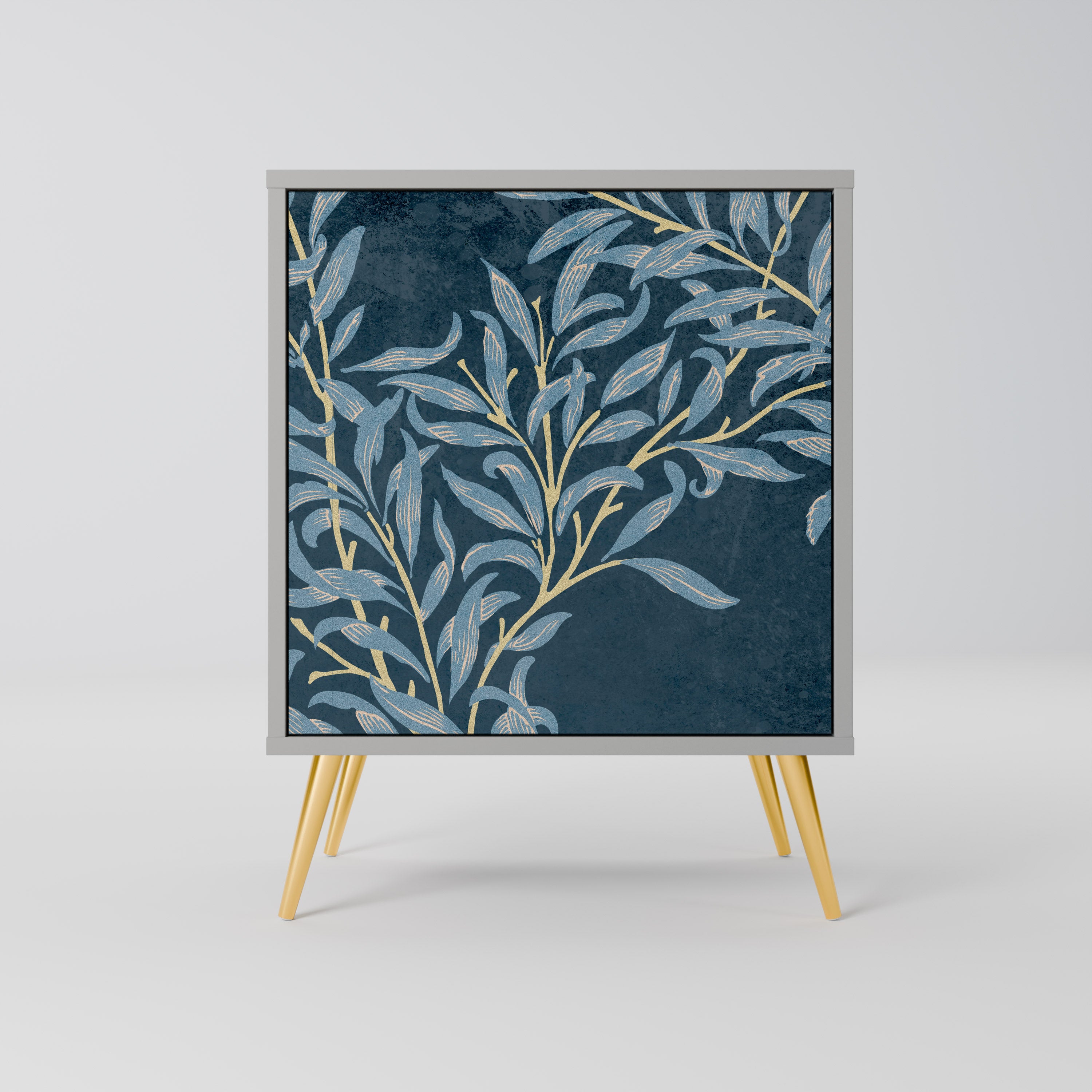 BLUE LEAVES 1-Door Sideboard in Grey Finish