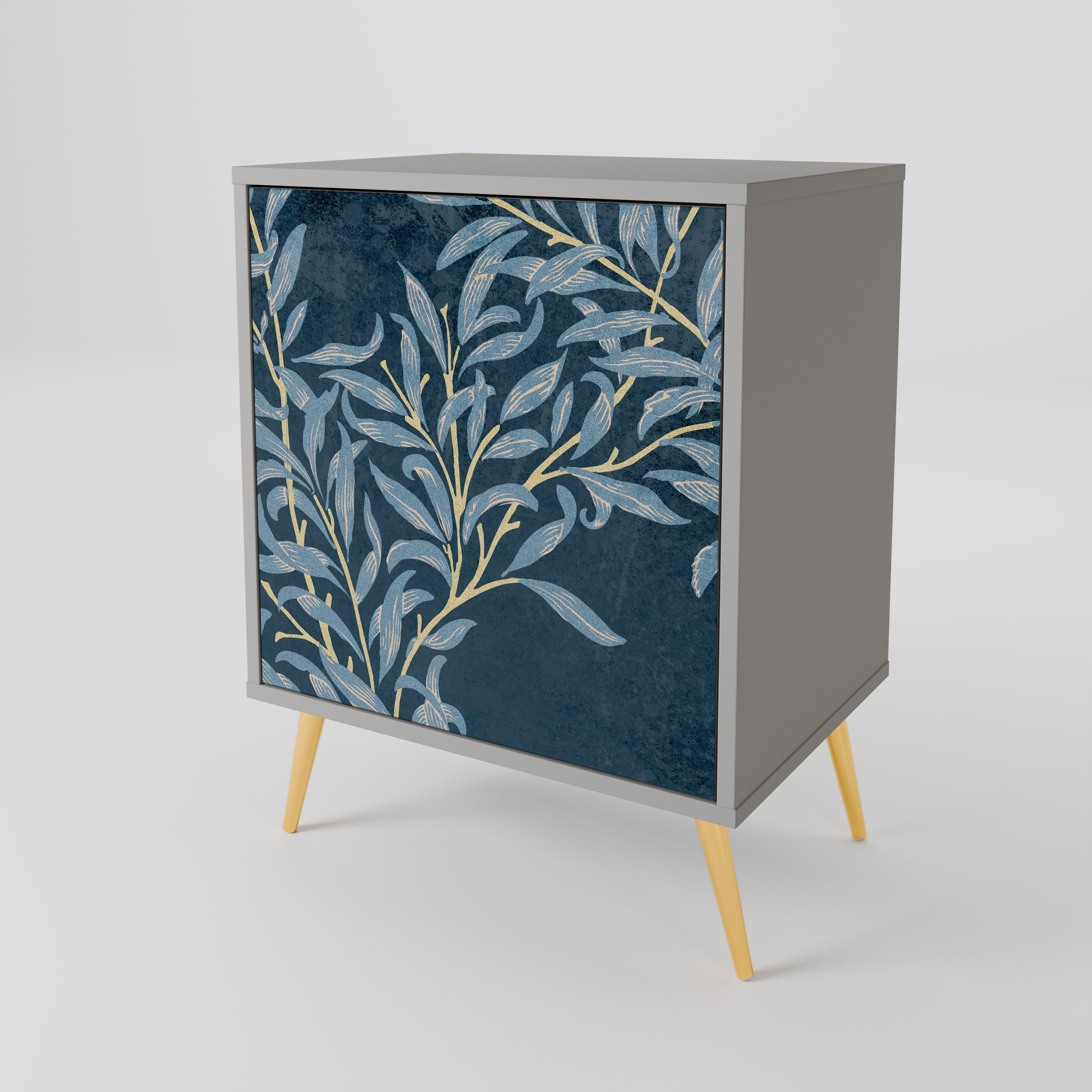 BLUE LEAVES 1-Door Sideboard in Grey Finish