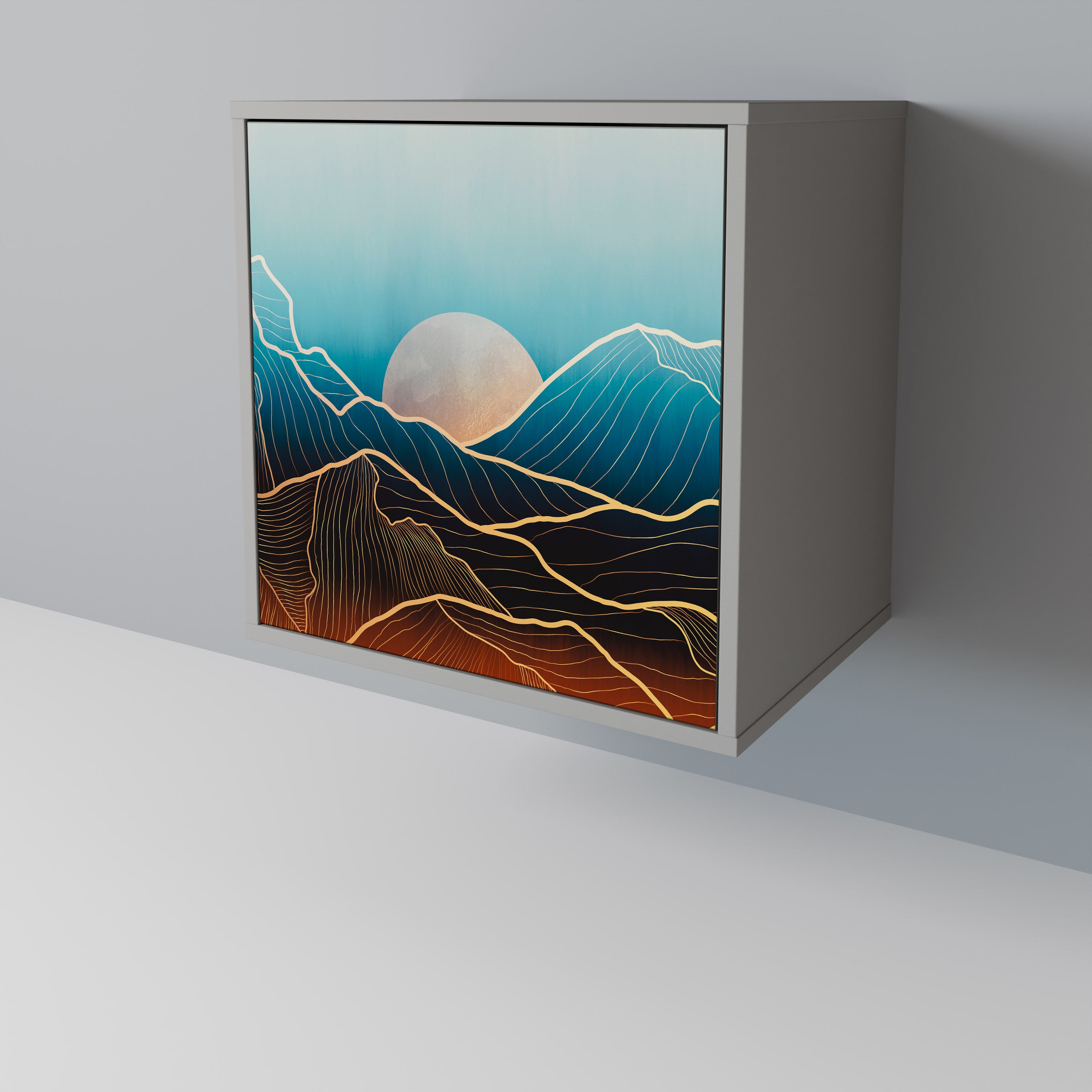 Aparador LUNAR SECRETS de 1 puerta en acabado gris