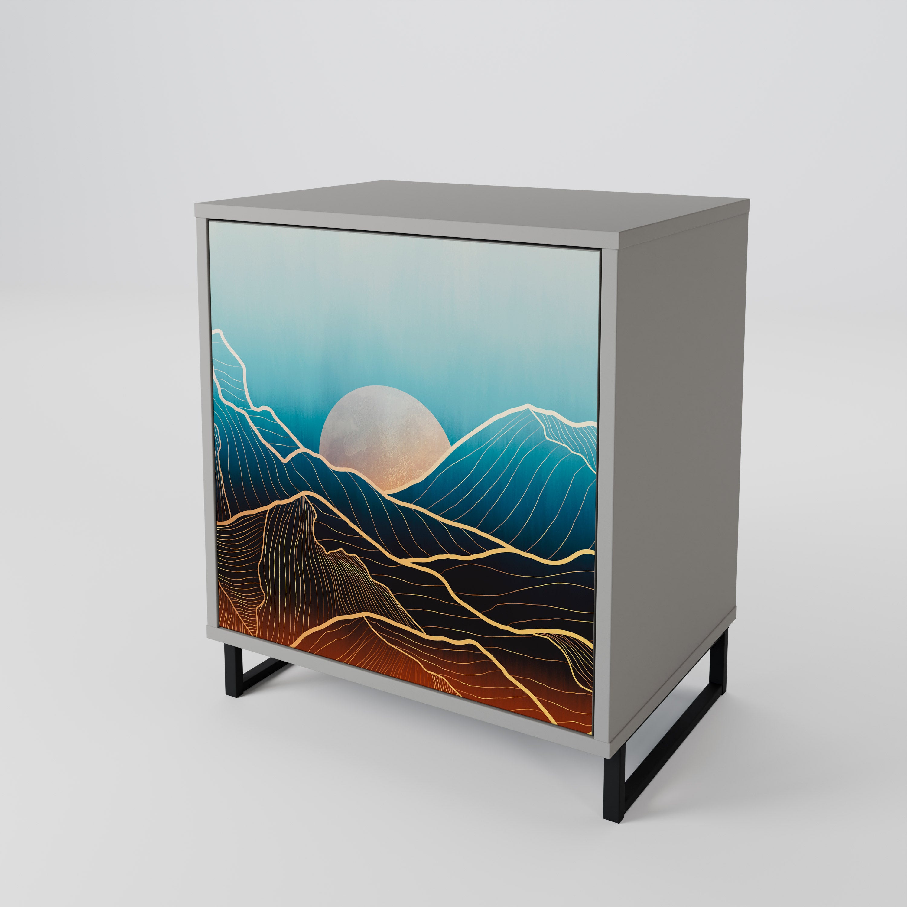 Aparador LUNAR SECRETS de 1 puerta en acabado gris