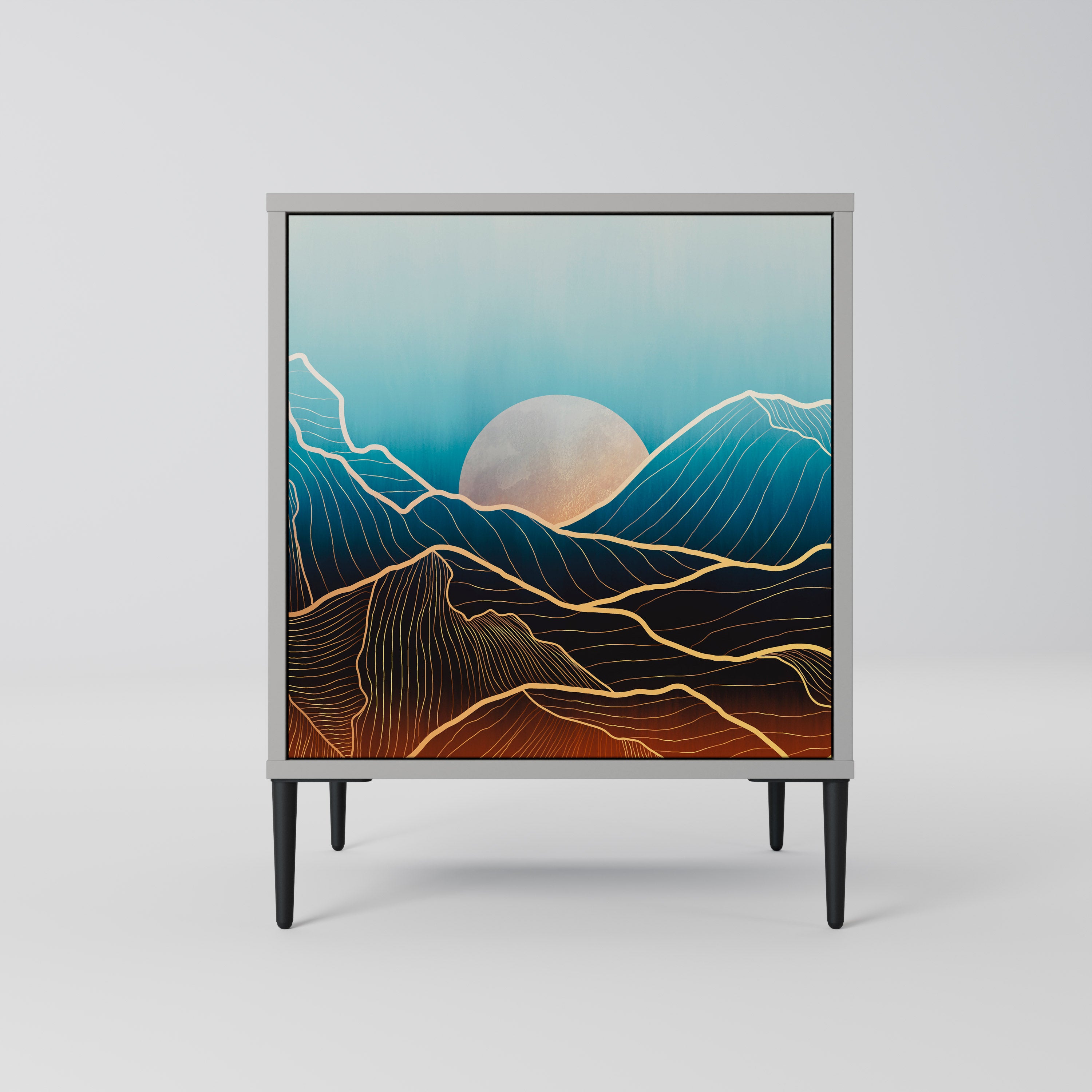 Aparador LUNAR SECRETS de 1 puerta en acabado gris