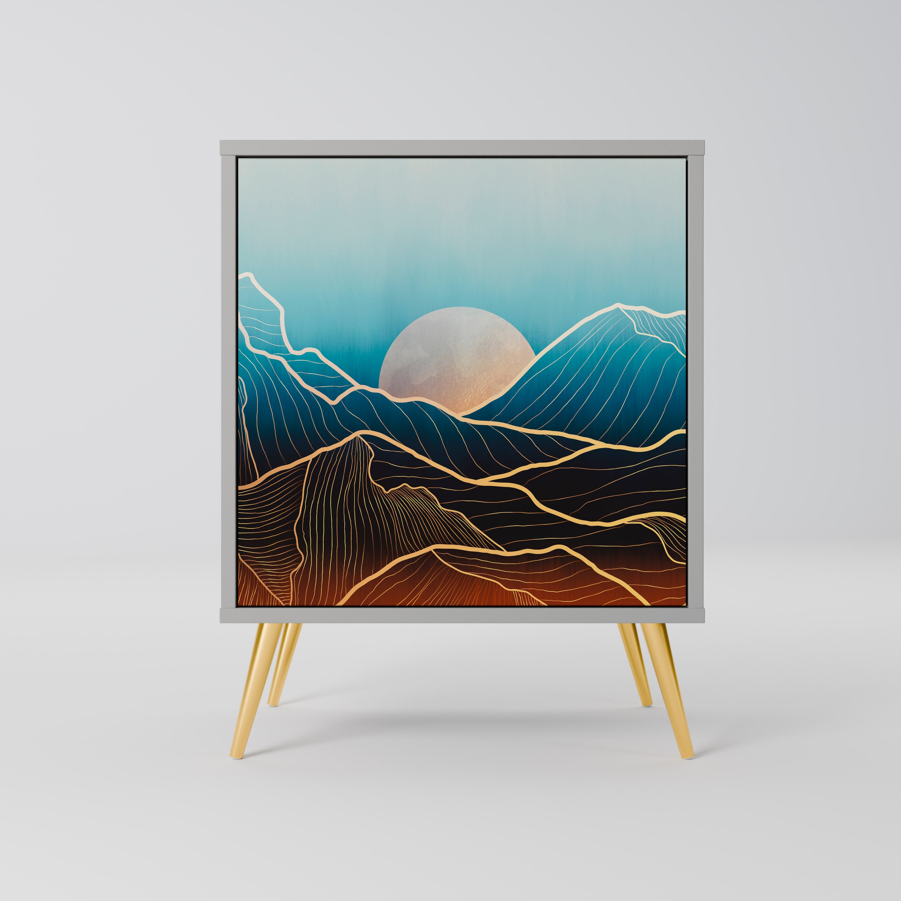 Aparador LUNAR SECRETS de 1 puerta en acabado gris