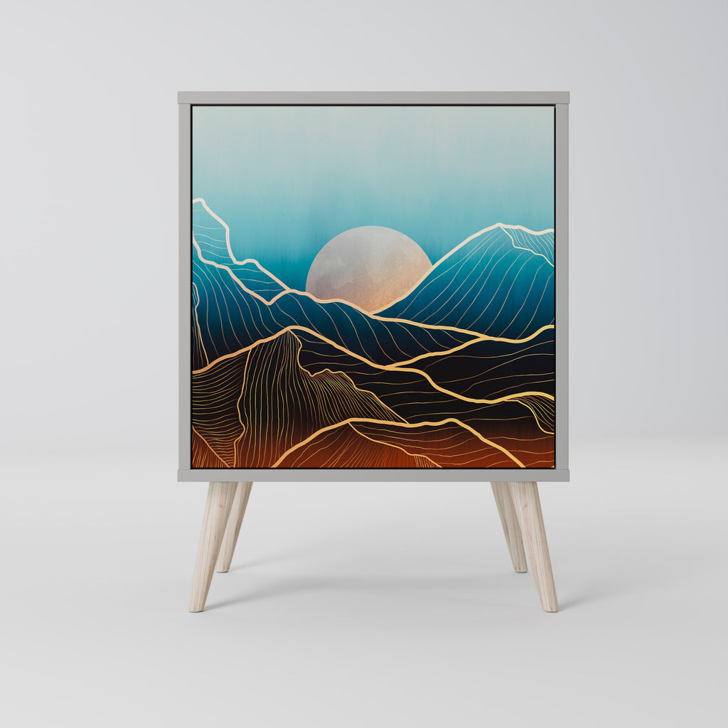 Aparador LUNAR SECRETS de 1 puerta en acabado gris