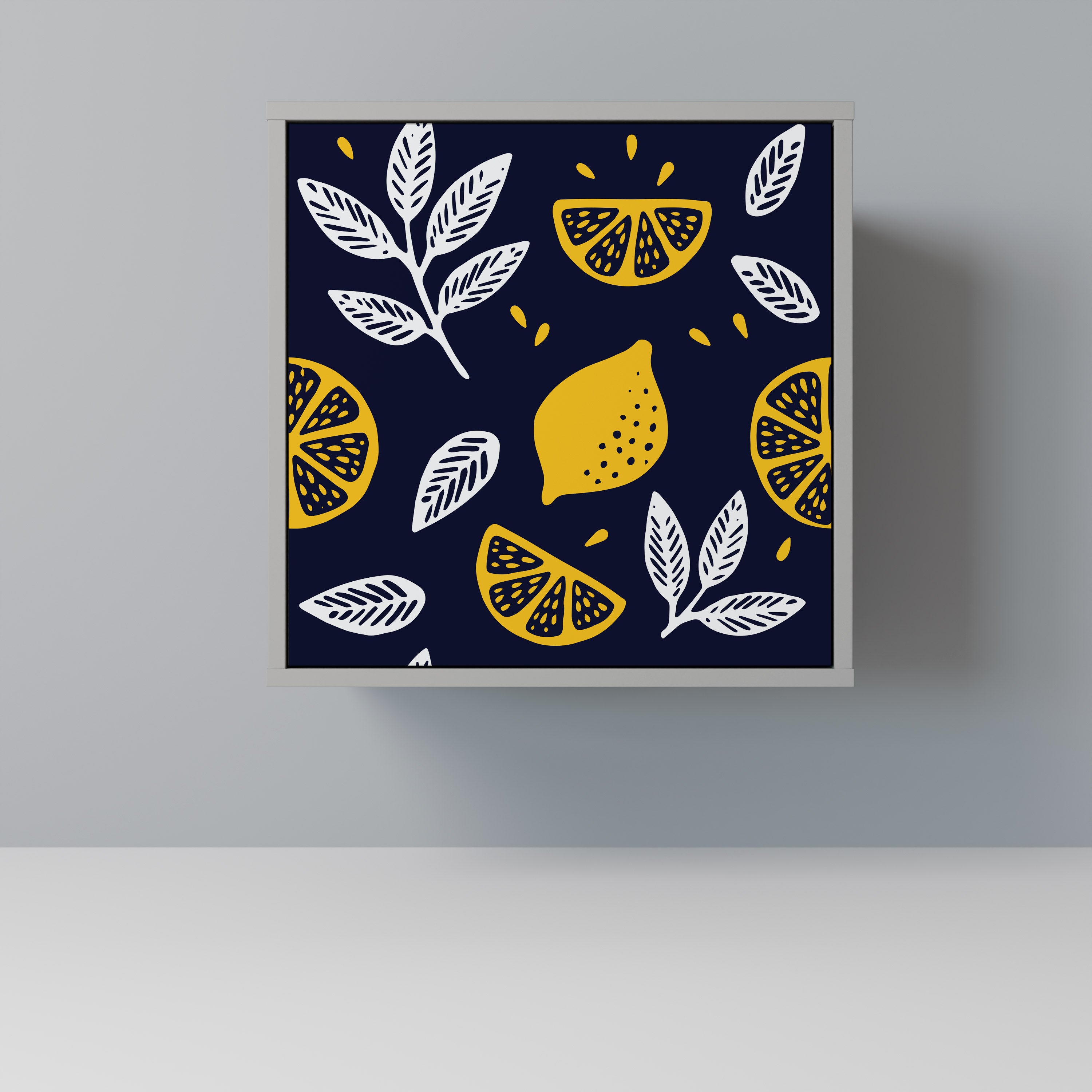 Aparador CITRUS BLACK AND WHITE de 1 puerta con acabado gris