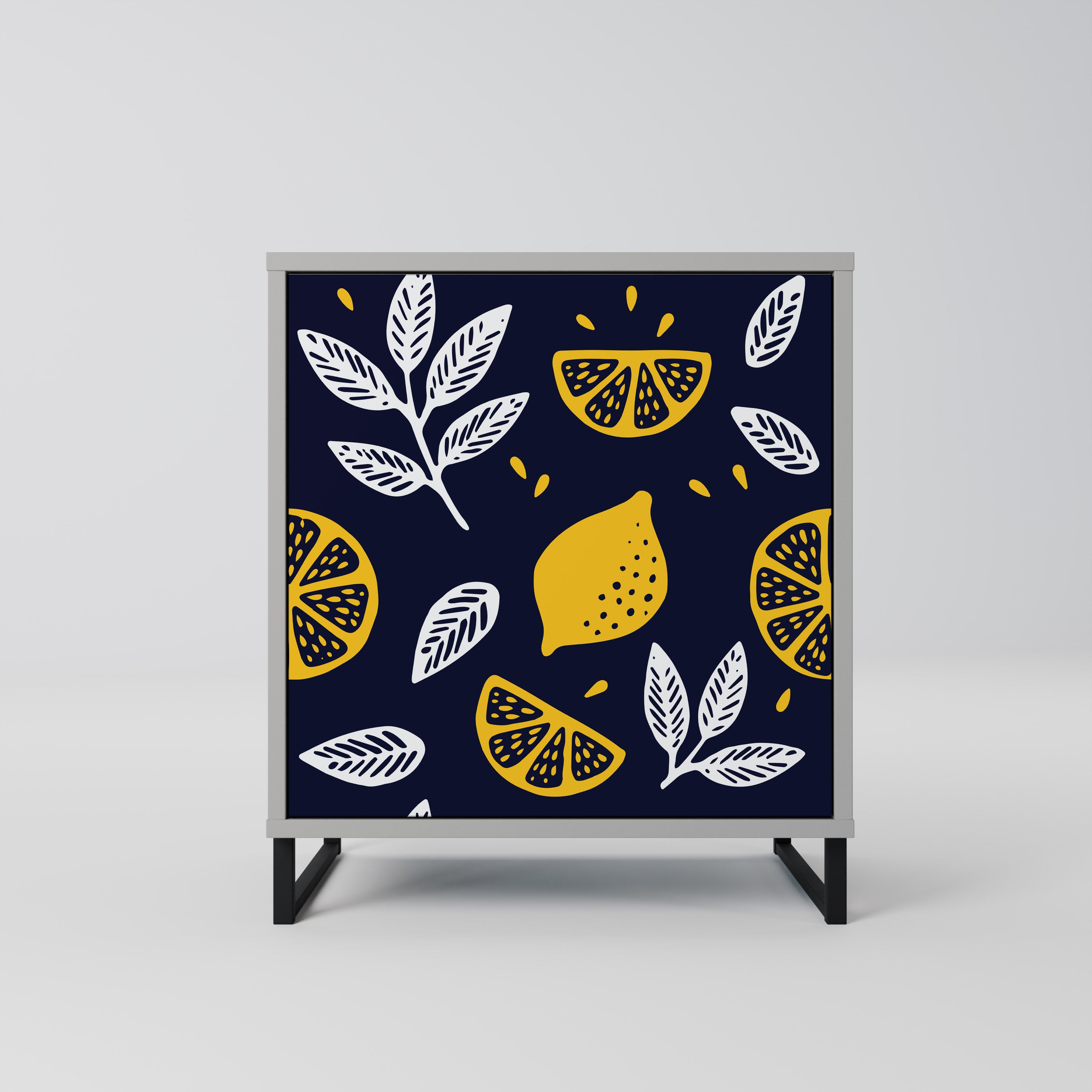 Aparador CITRUS BLACK AND WHITE de 1 puerta con acabado gris