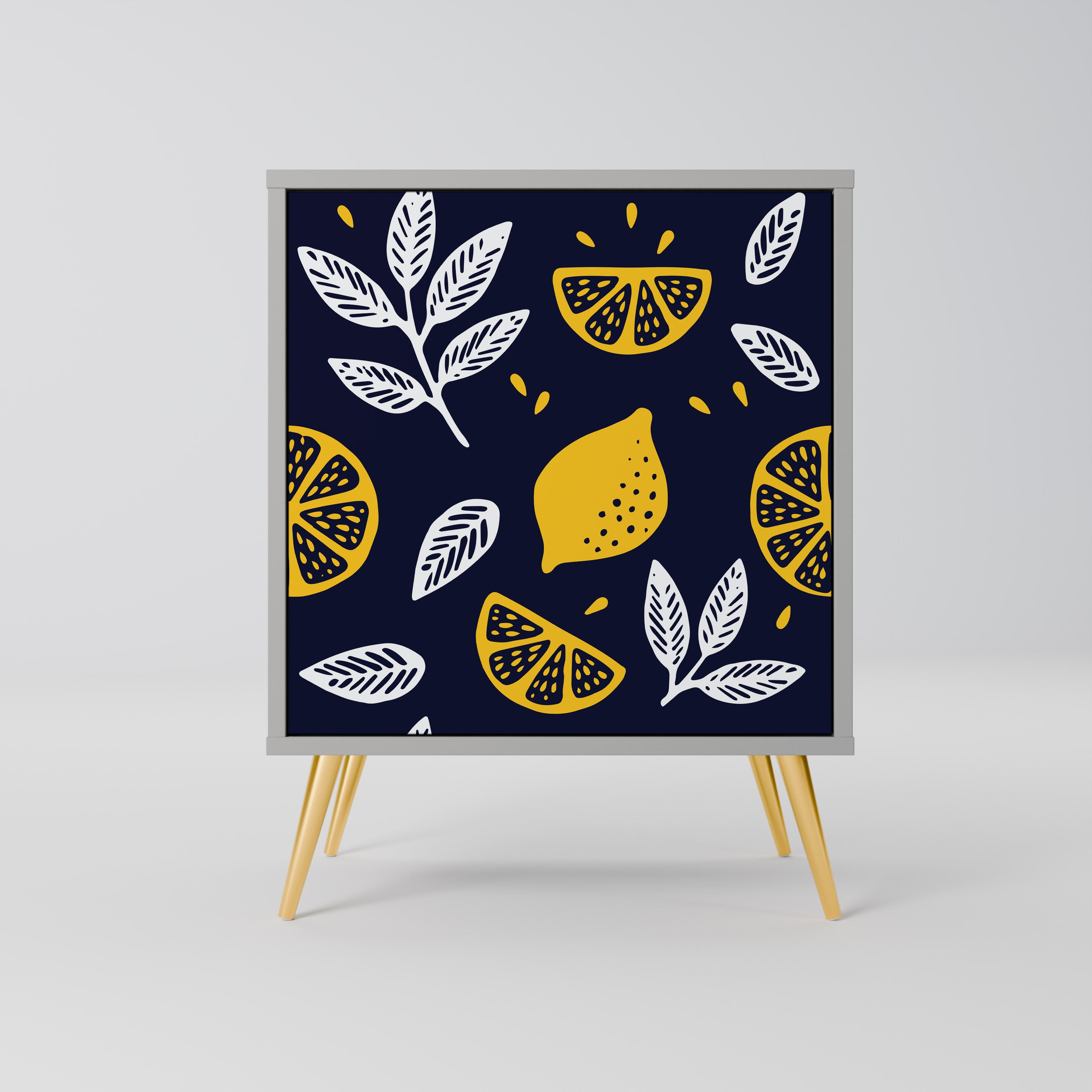 Aparador CITRUS BLACK AND WHITE de 1 puerta con acabado gris