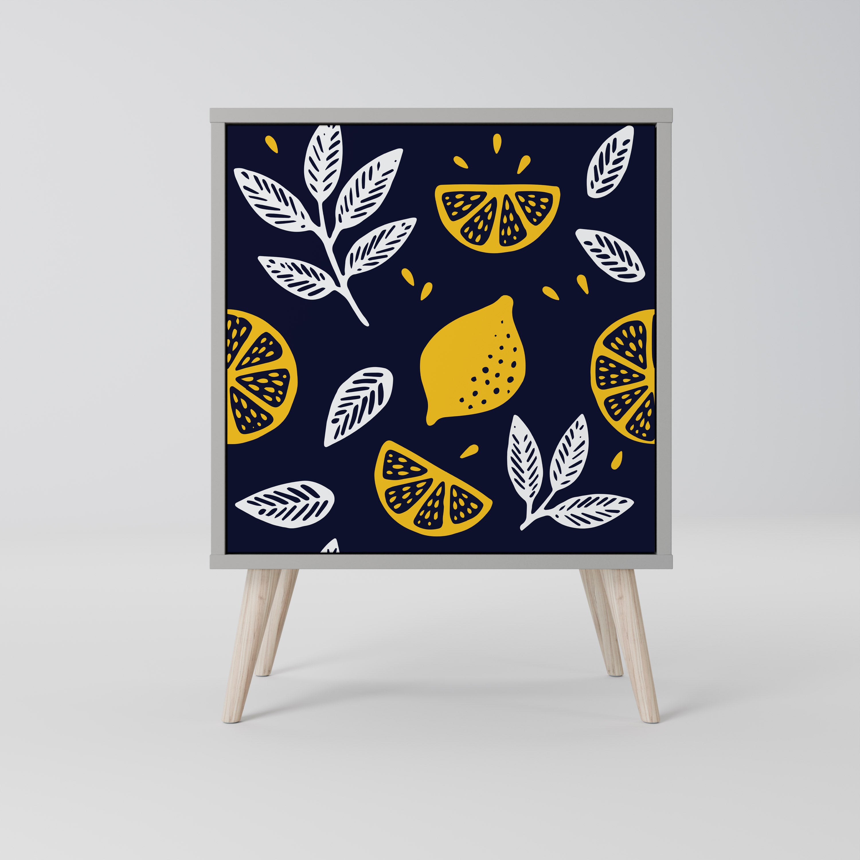 Aparador CITRUS BLACK AND WHITE de 1 puerta con acabado gris