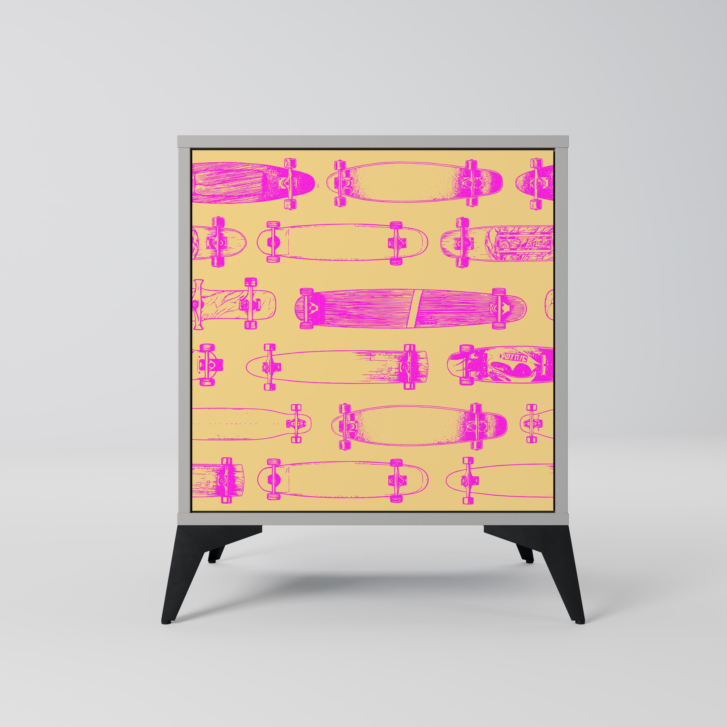 Aparador de 1 puerta SKATEBOARD ARTISTRY en acabado gris