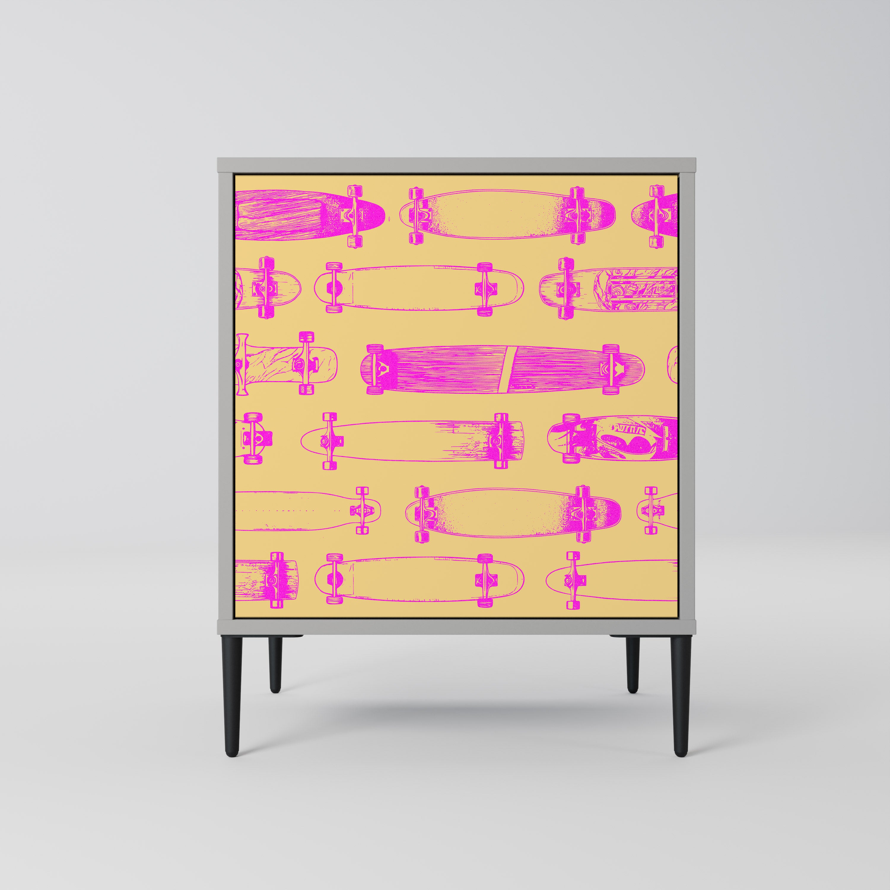 Aparador de 1 puerta SKATEBOARD ARTISTRY en acabado gris