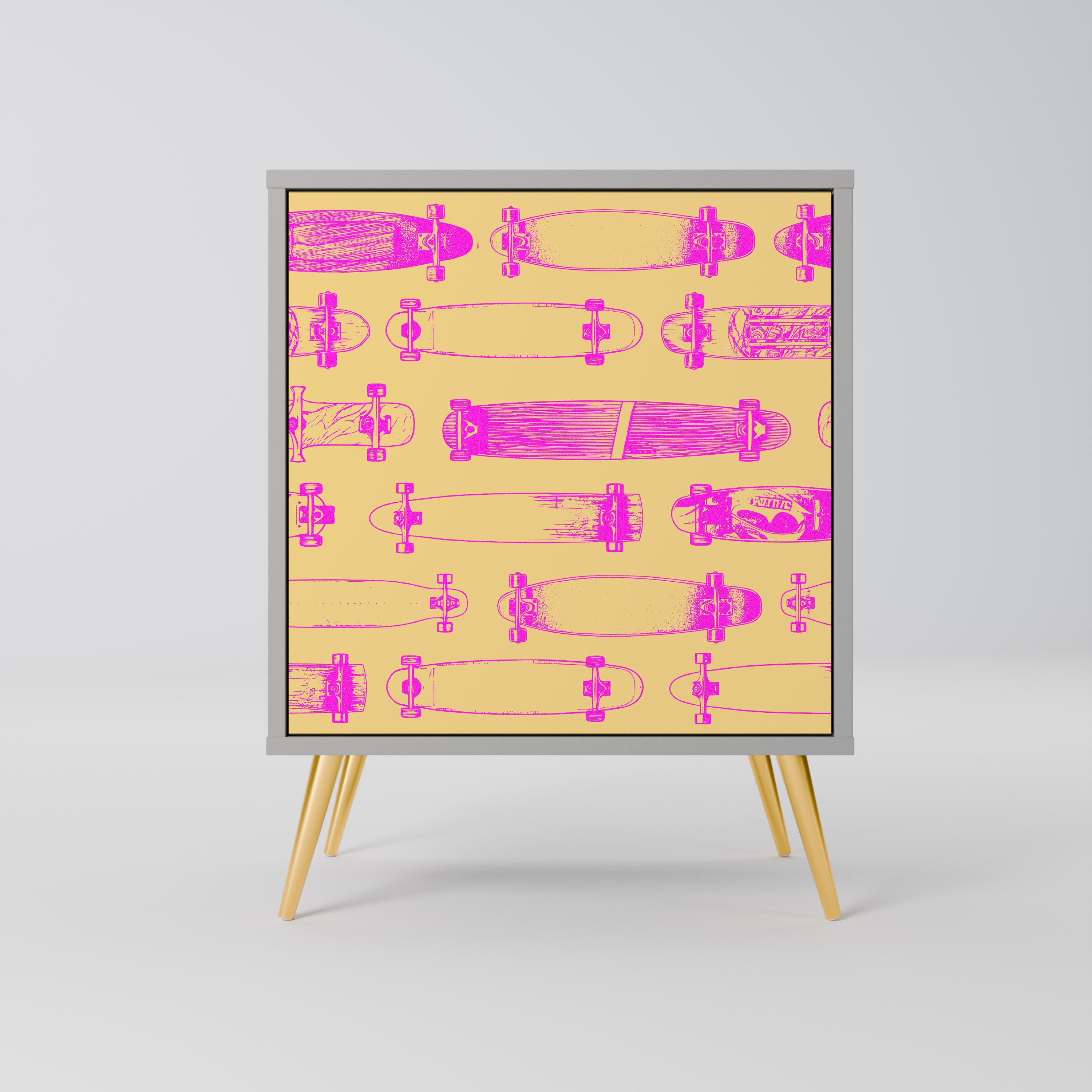 Aparador de 1 puerta SKATEBOARD ARTISTRY en acabado gris