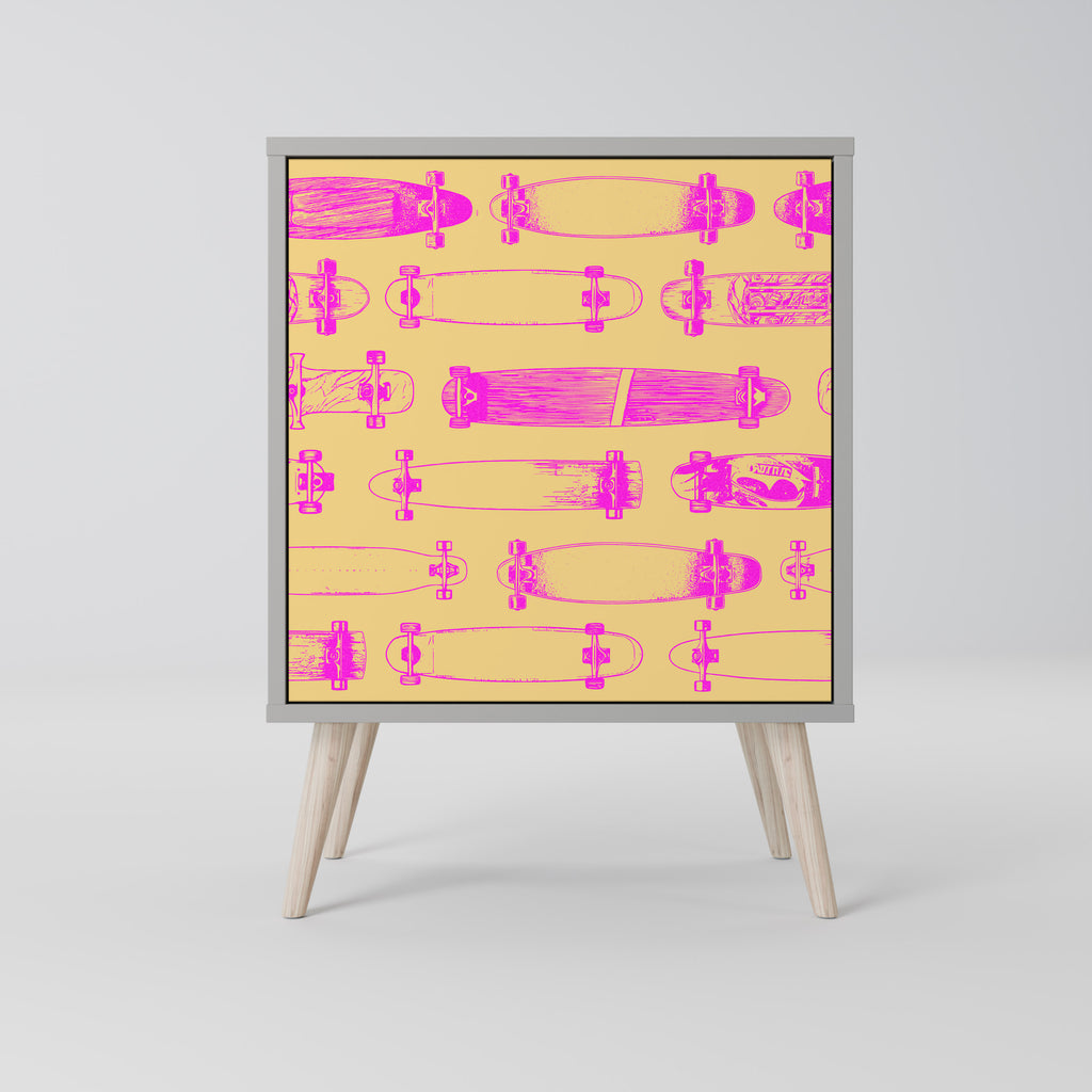 Aparador de 1 puerta SKATEBOARD ARTISTRY en acabado gris