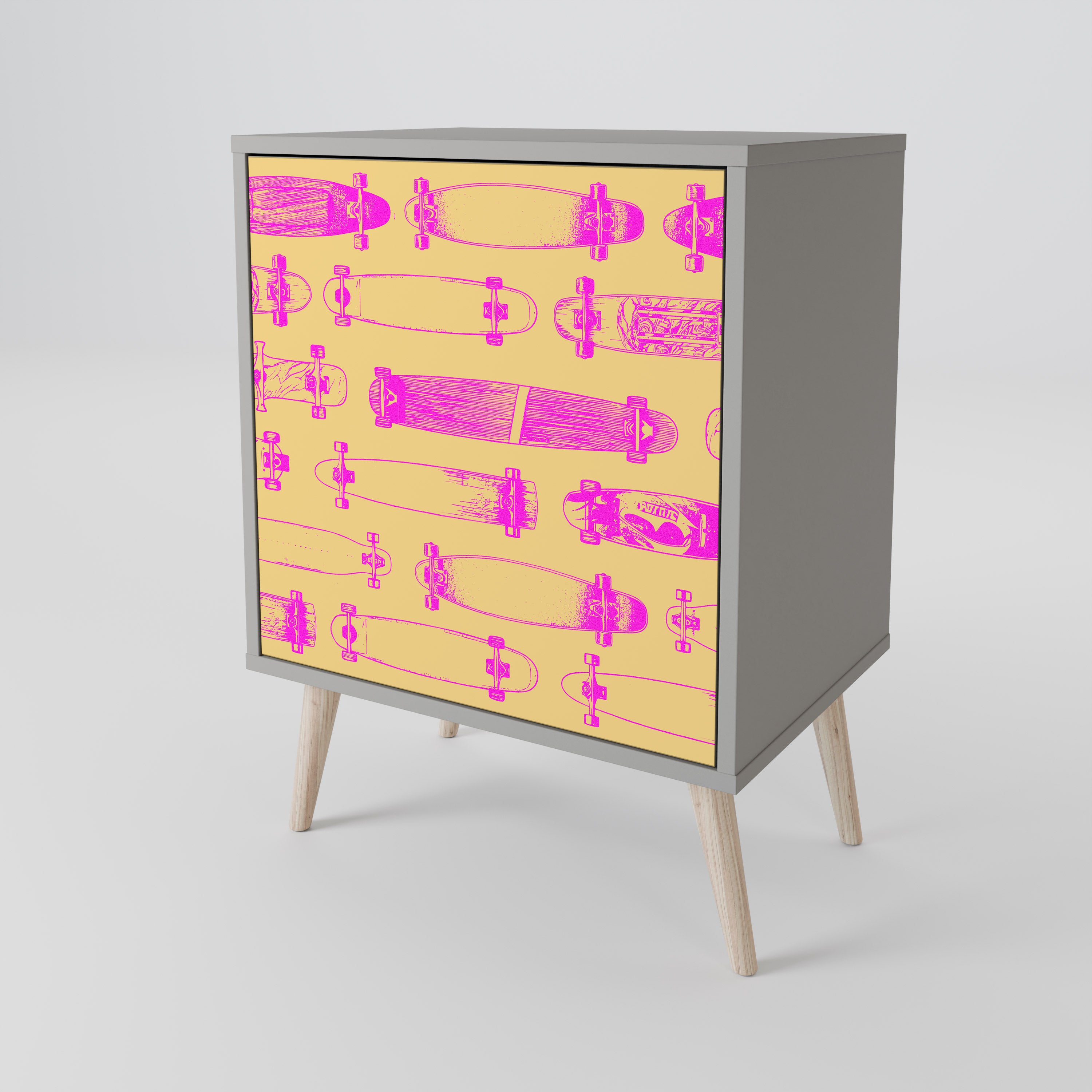 Aparador de 1 puerta SKATEBOARD ARTISTRY en acabado gris