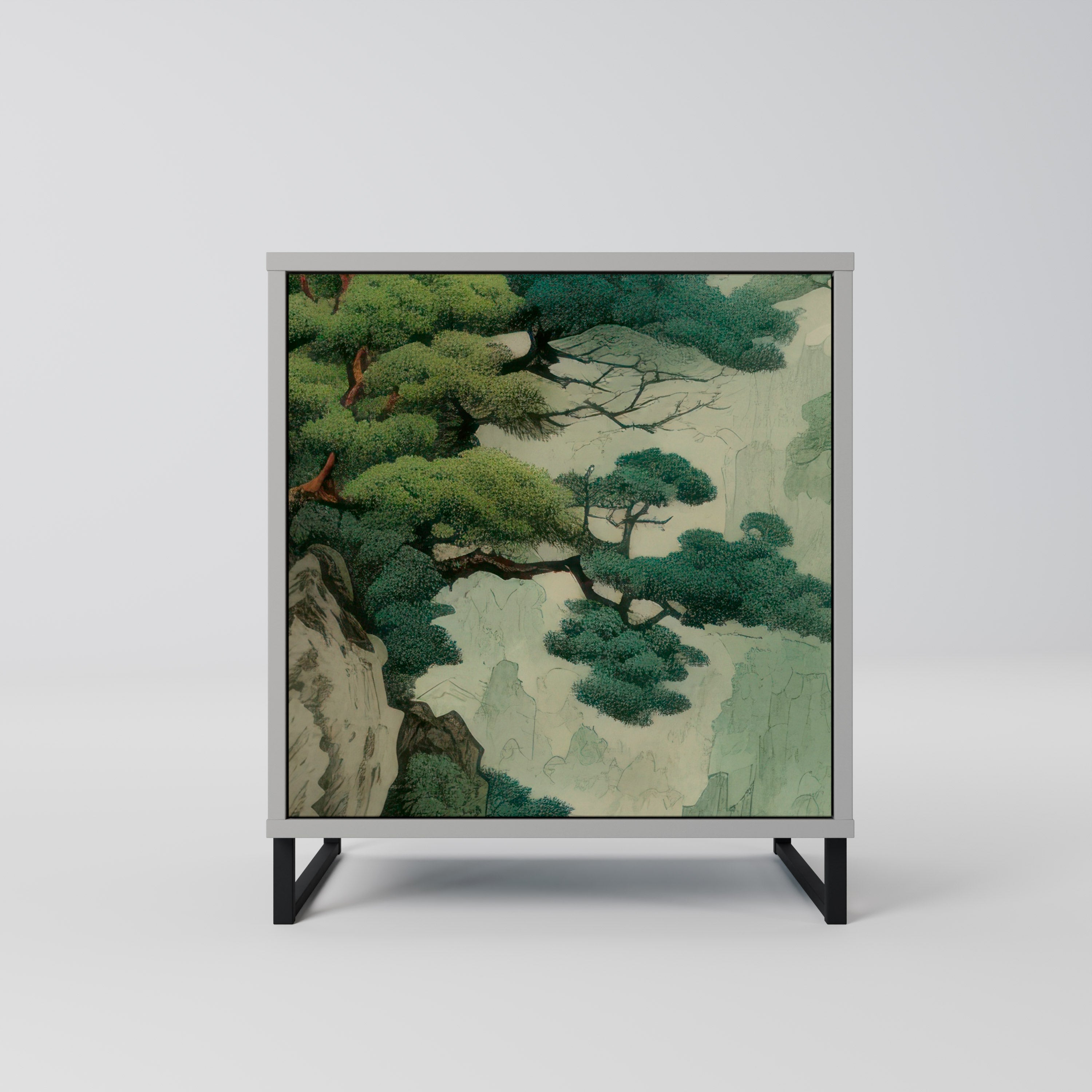 Aparador VERDURE ABYSS de 1 puerta en acabado gris